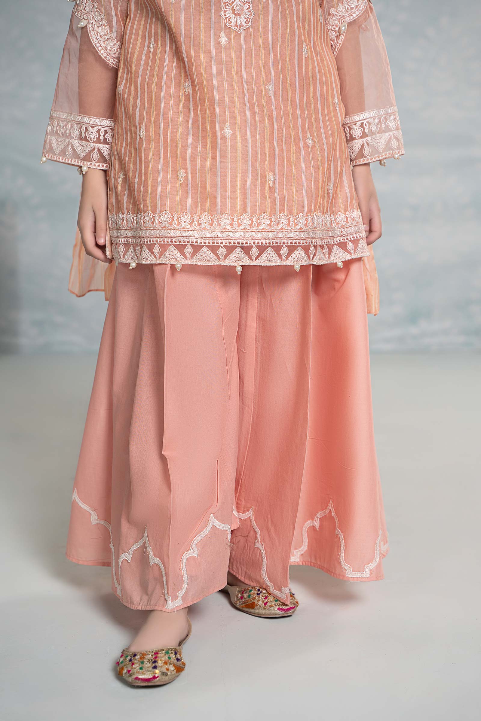 3 Piece Embroidered Stripecotton Suit - Image 4
