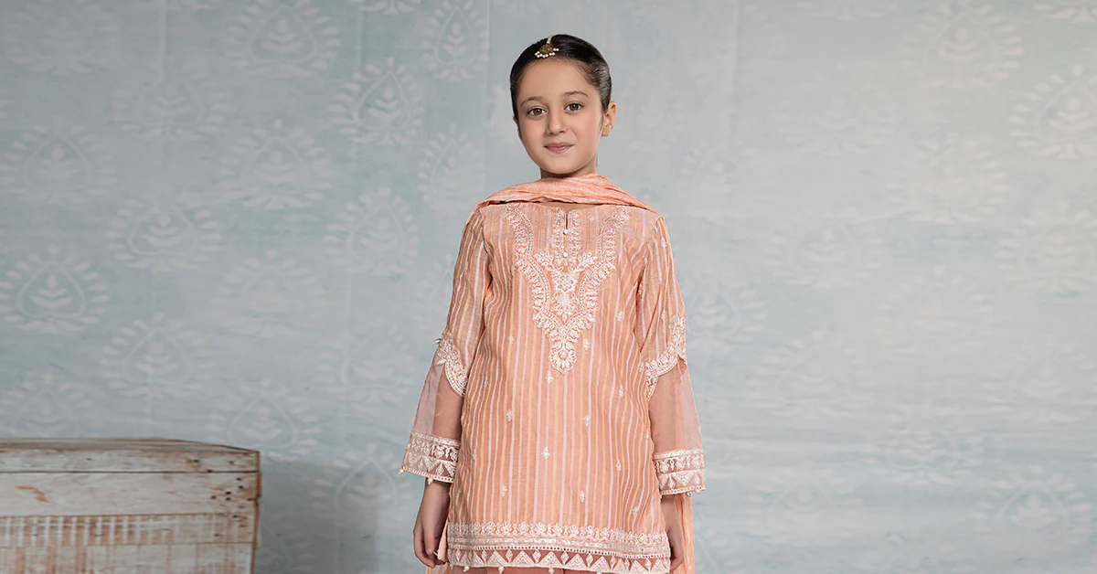 3 Piece Embroidered Stripecotton Suit - Image 7