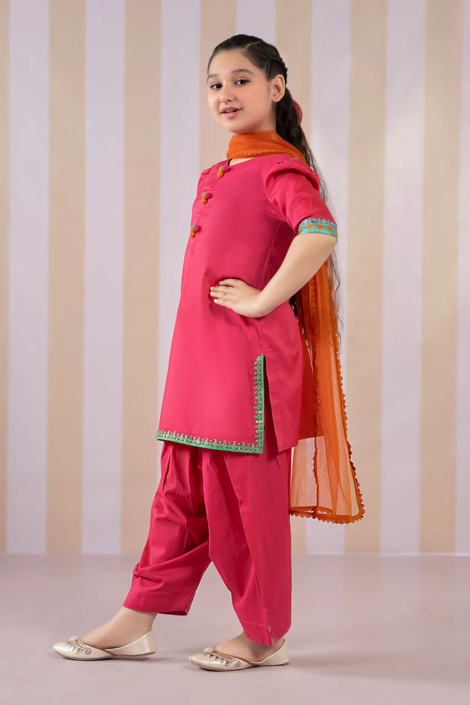 3 Piece Dyed Dobby Lawn Suit - Image 3