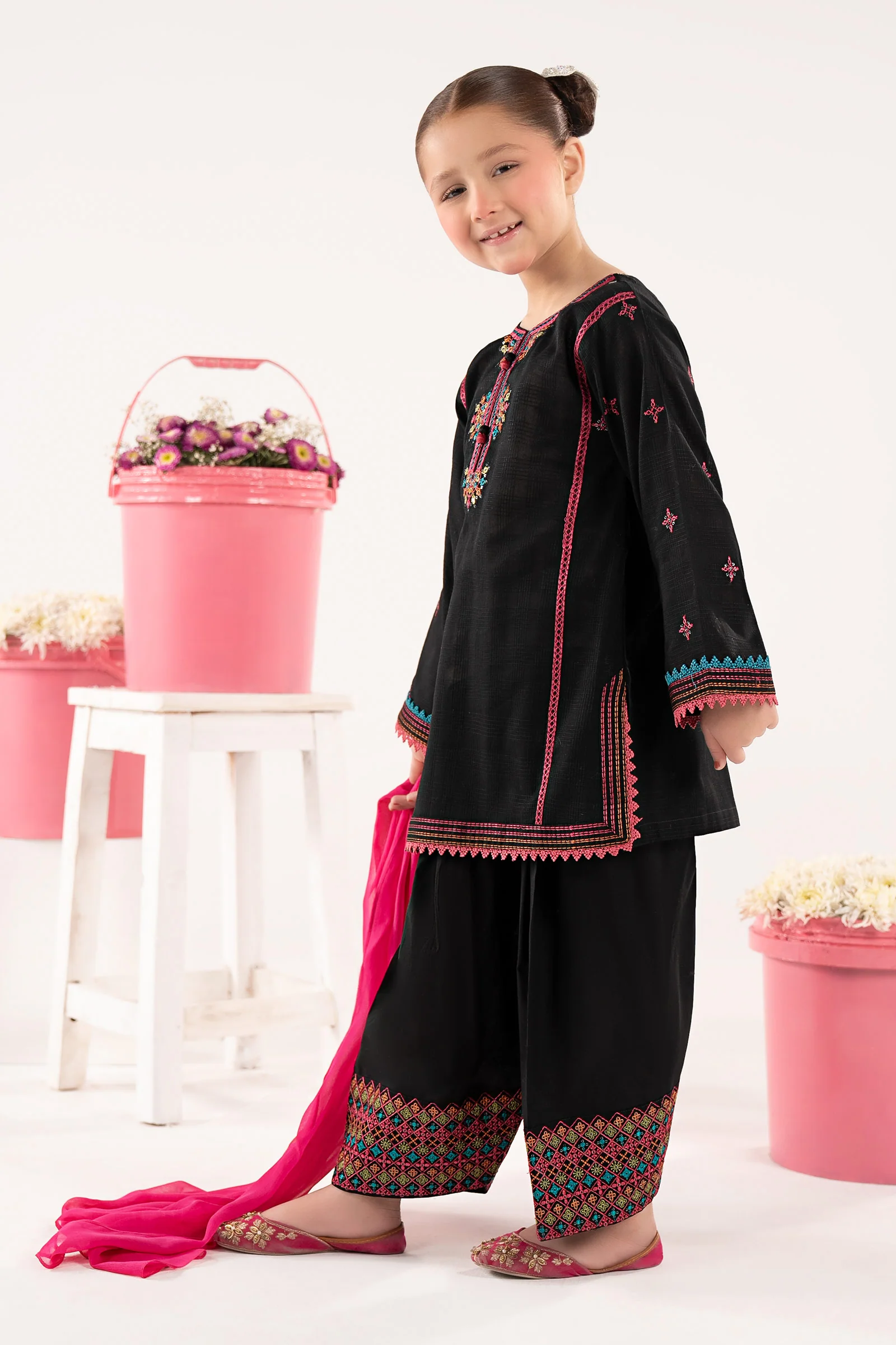 3 Piece Embroidered Cotton Suit - Image 8