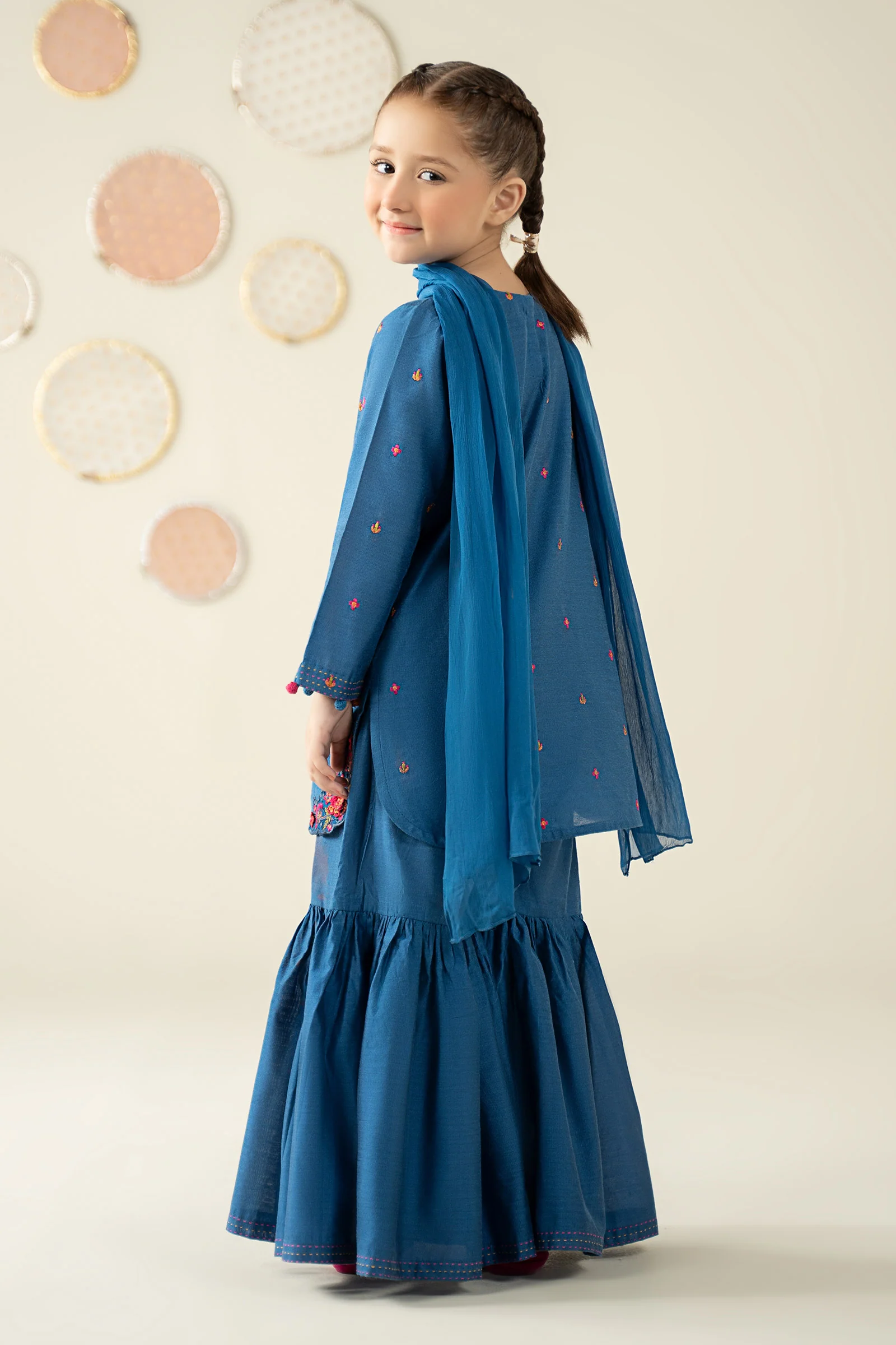 3 Piece Embroidered Cotton Silk Suit - Image 8
