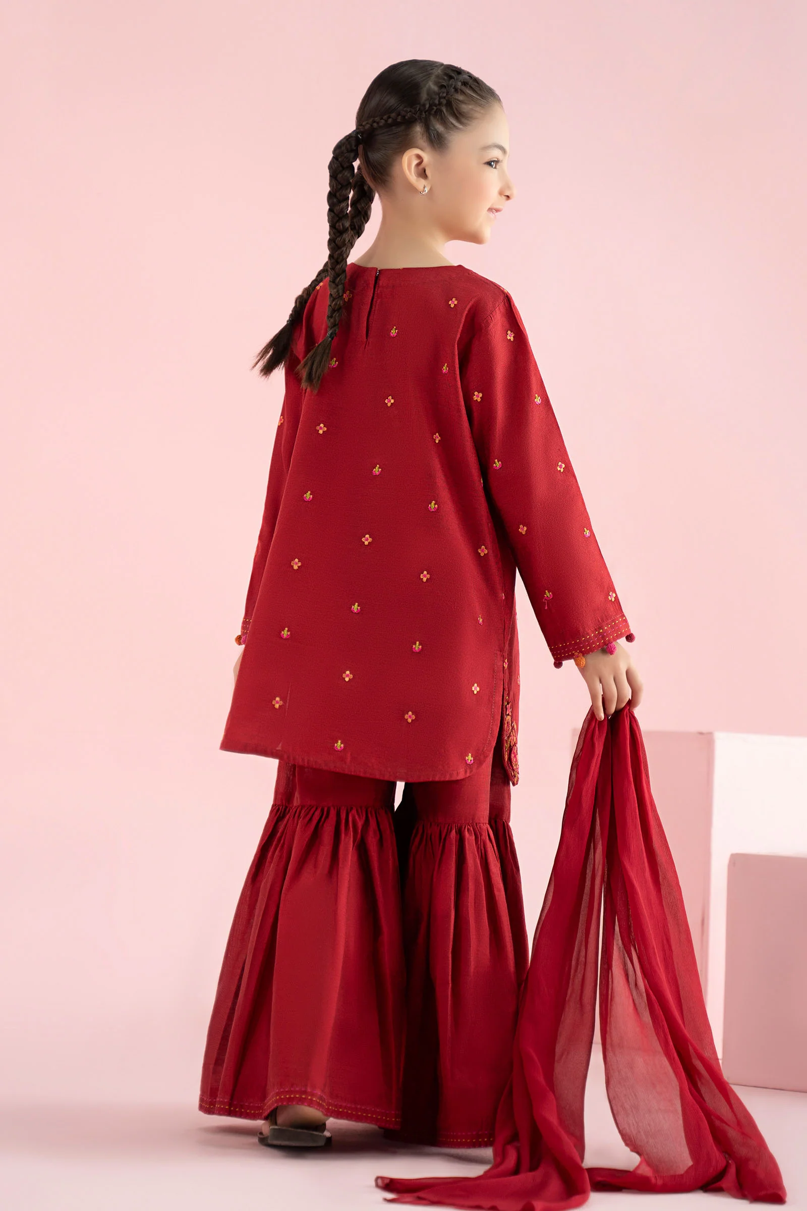 3 Piece Embroidered Cotton Silk Suit - Image 13