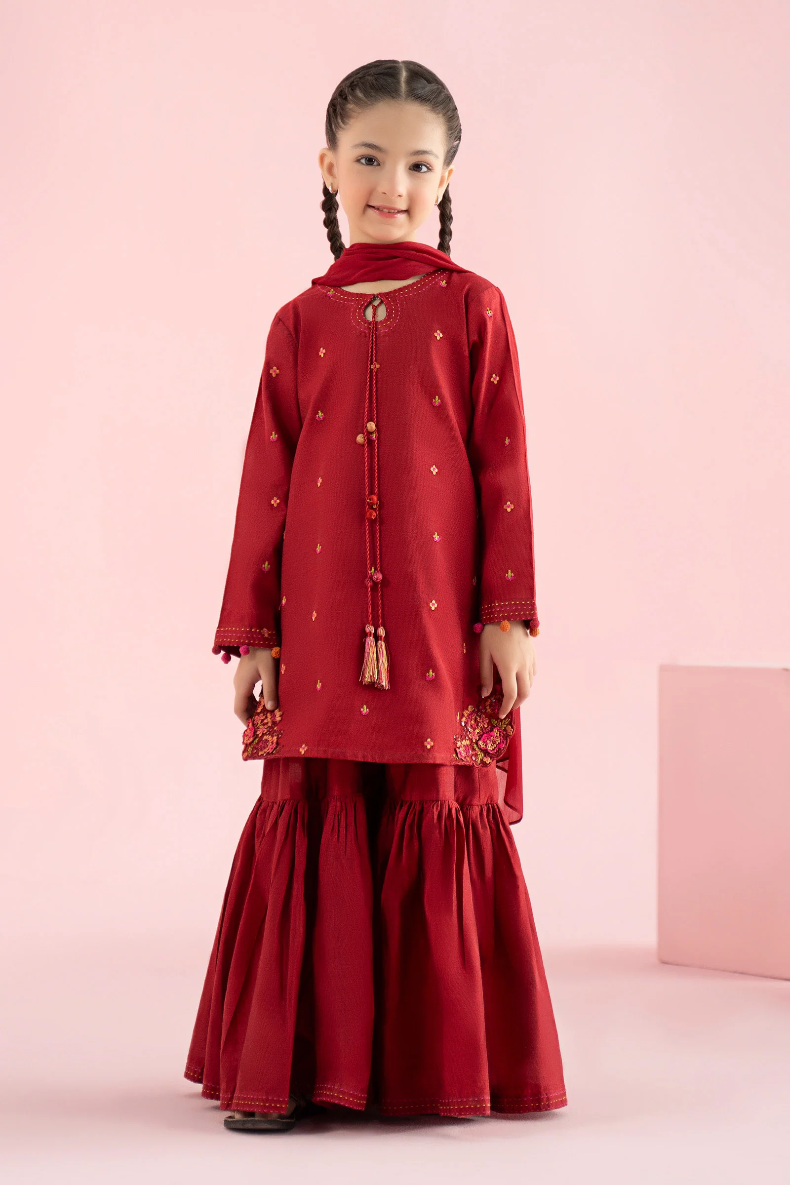 3 Piece Embroidered Cotton Silk Suit - Image 3