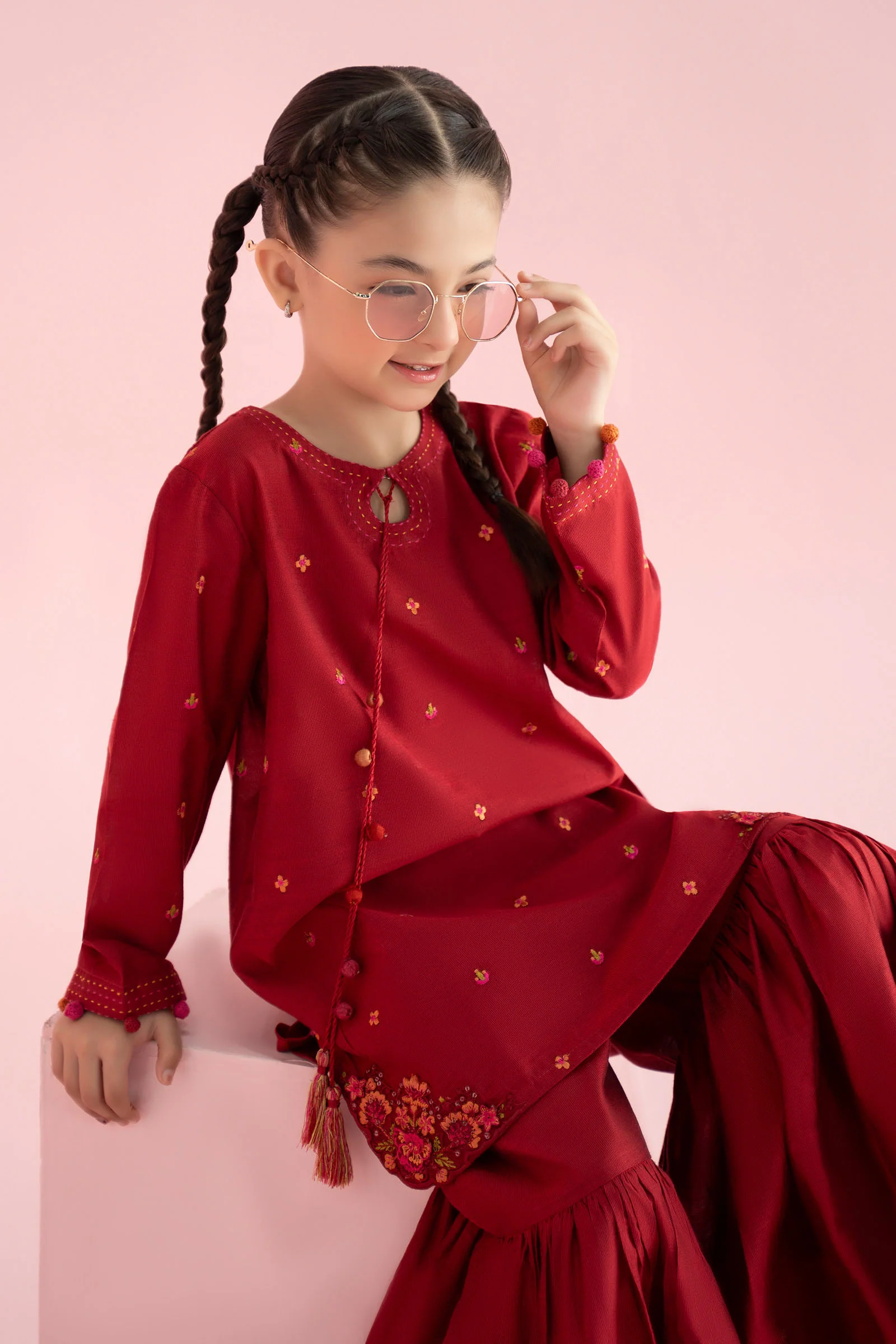 3 Piece Embroidered Cotton Silk Suit - Image 5