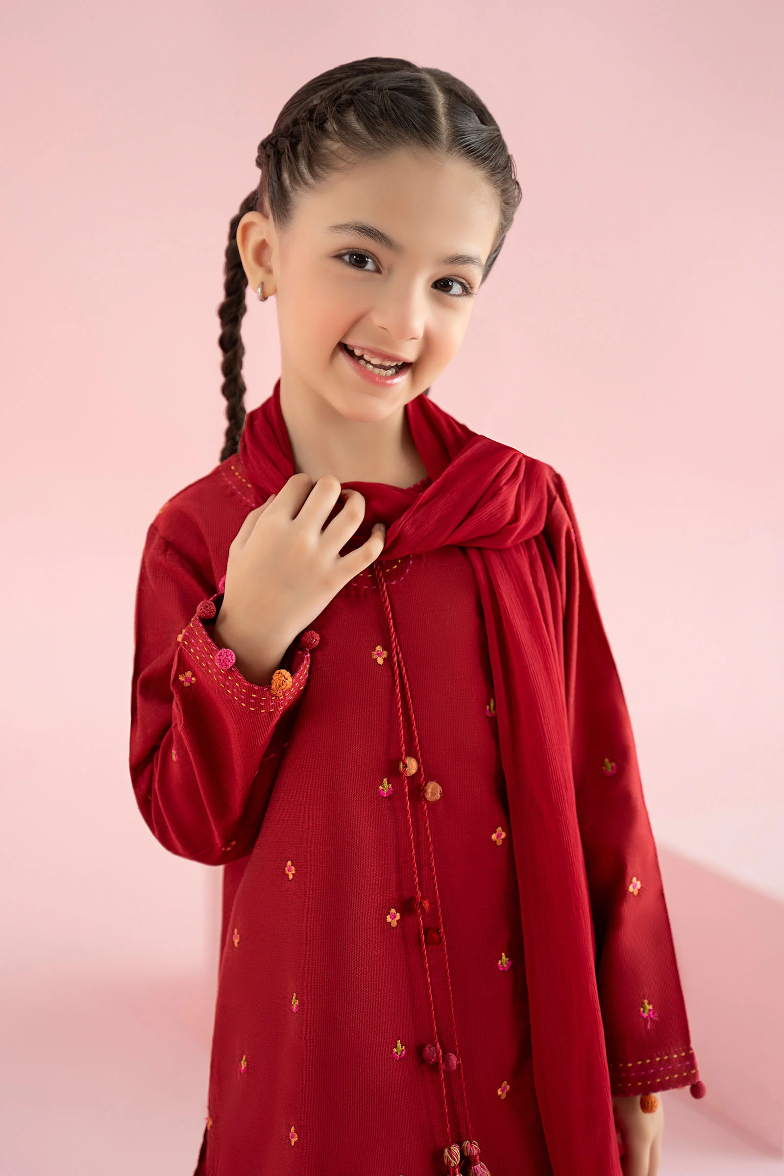 3 Piece Embroidered Cotton Silk Suit - Image 8