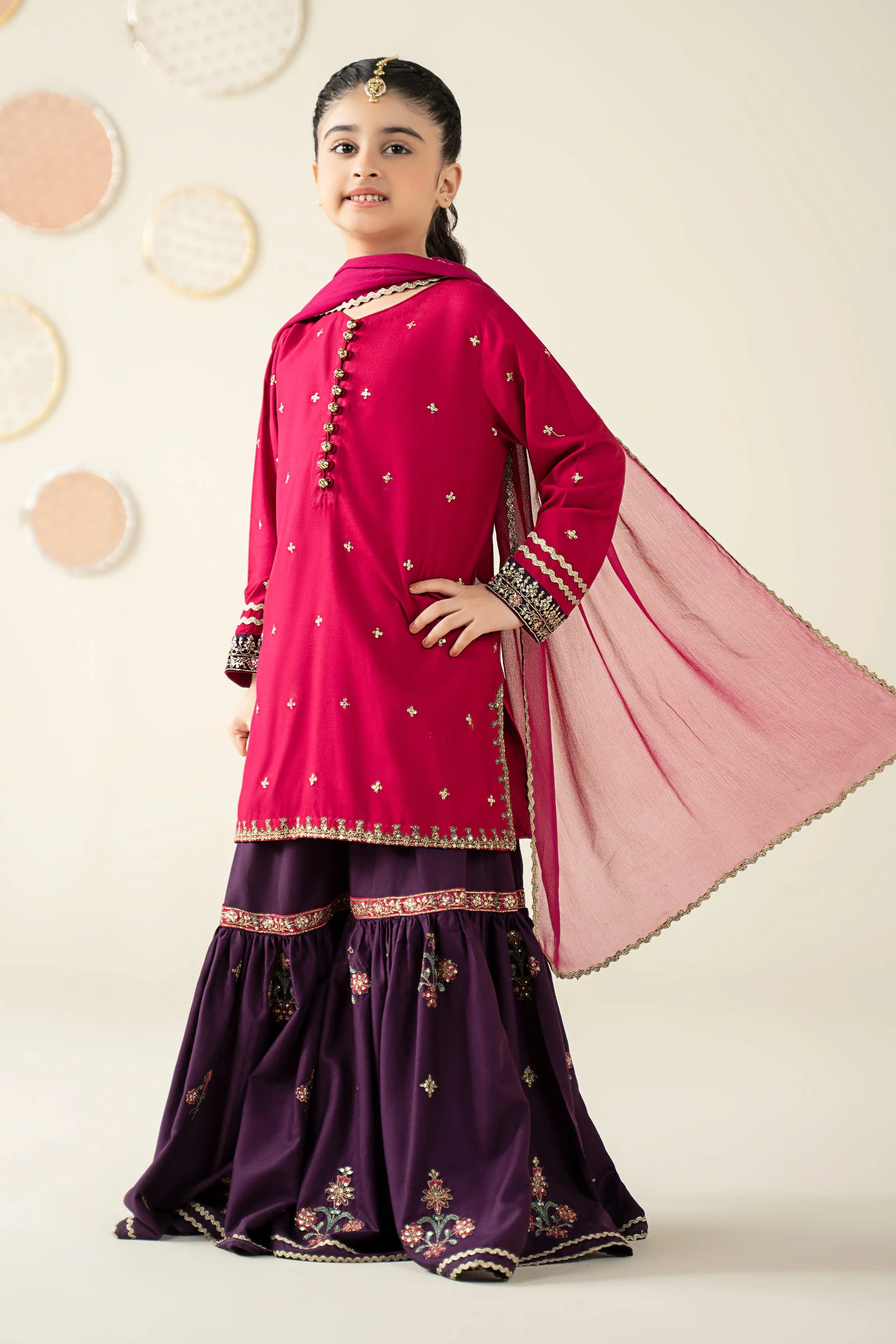 3 Piece Embroidered Linen Suit - Image 2