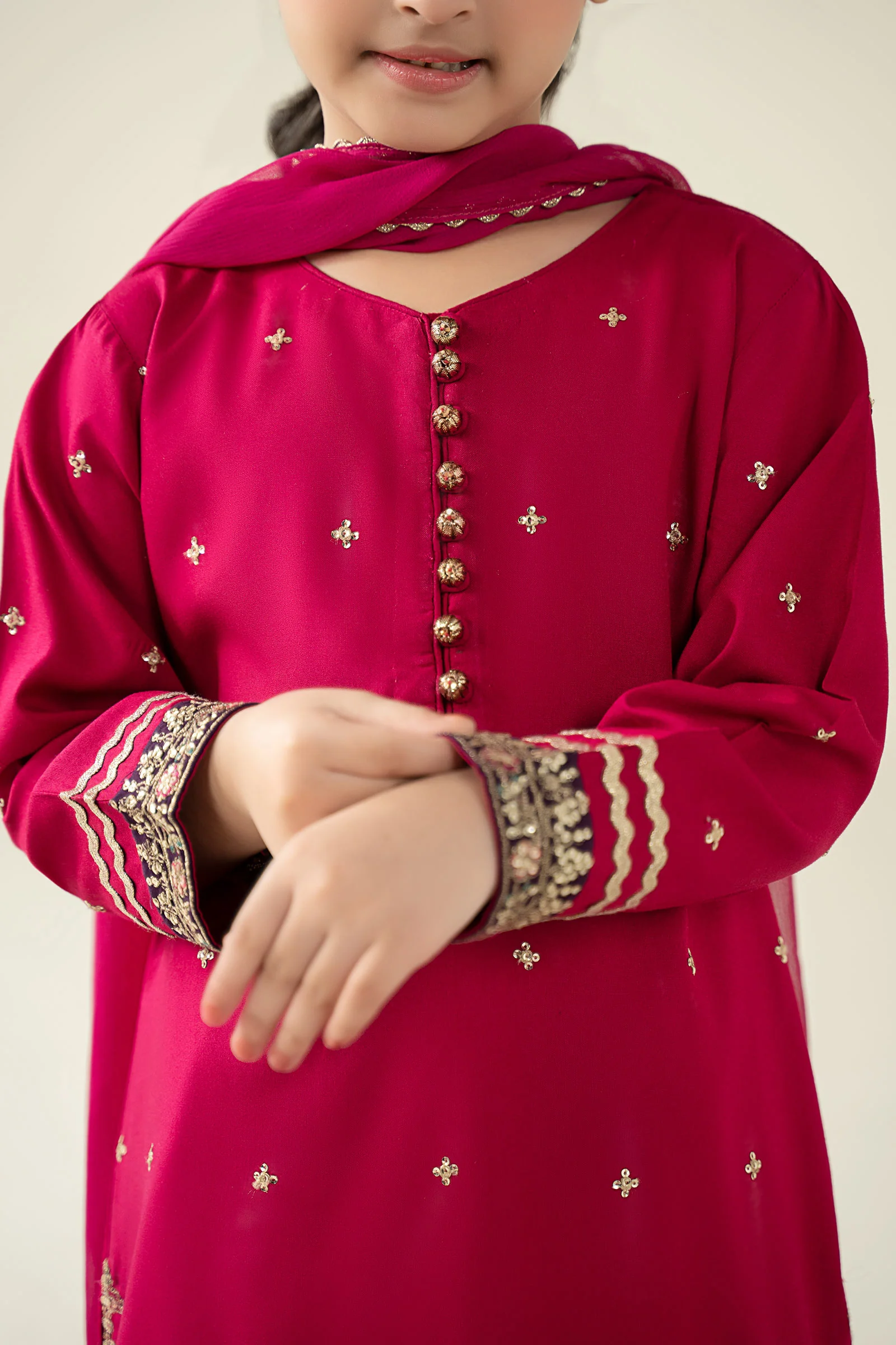 3 Piece Embroidered Linen Suit - Image 5