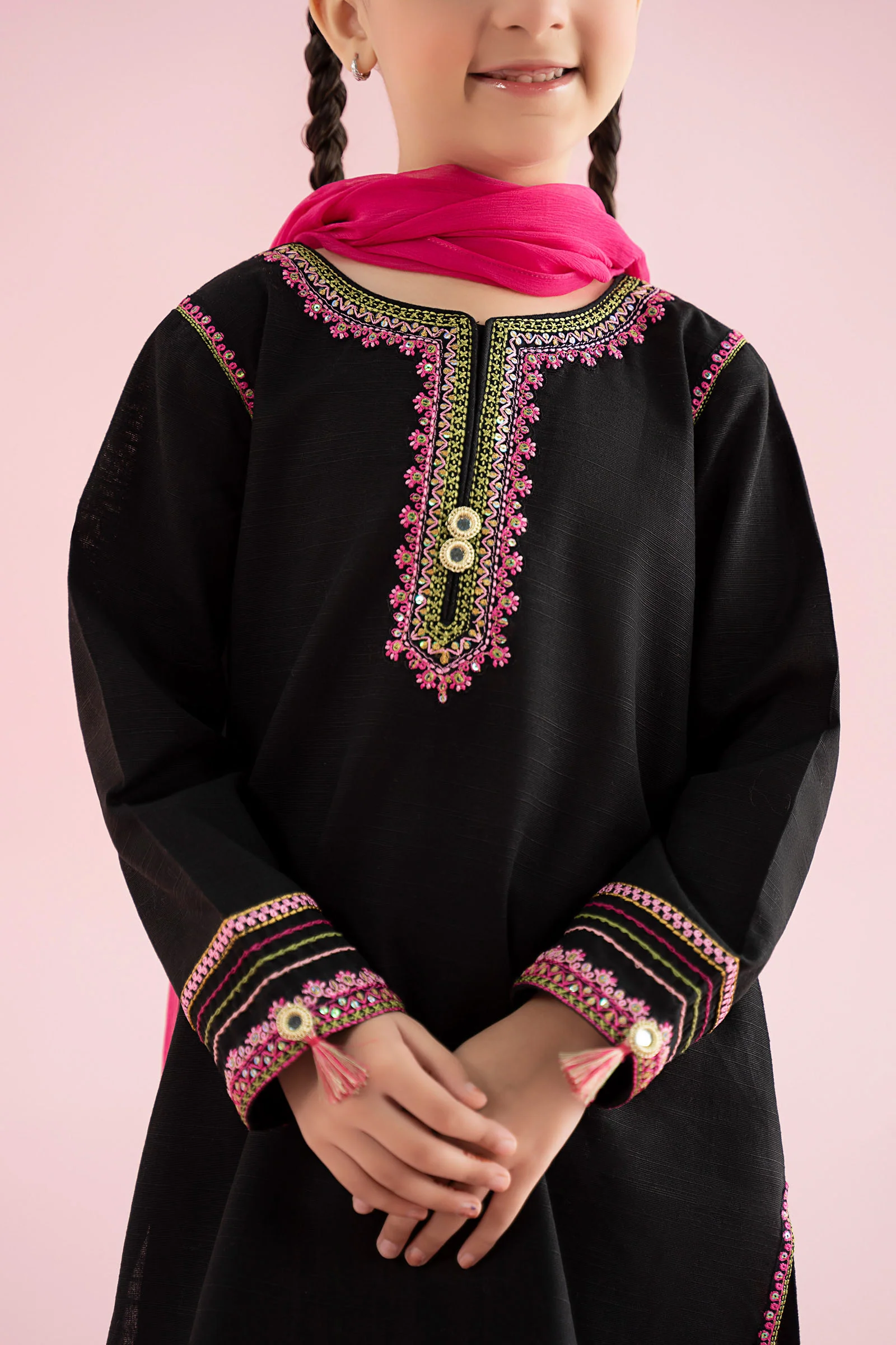 3 Piece Embroidered Slub Khaddar Suit - Image 6