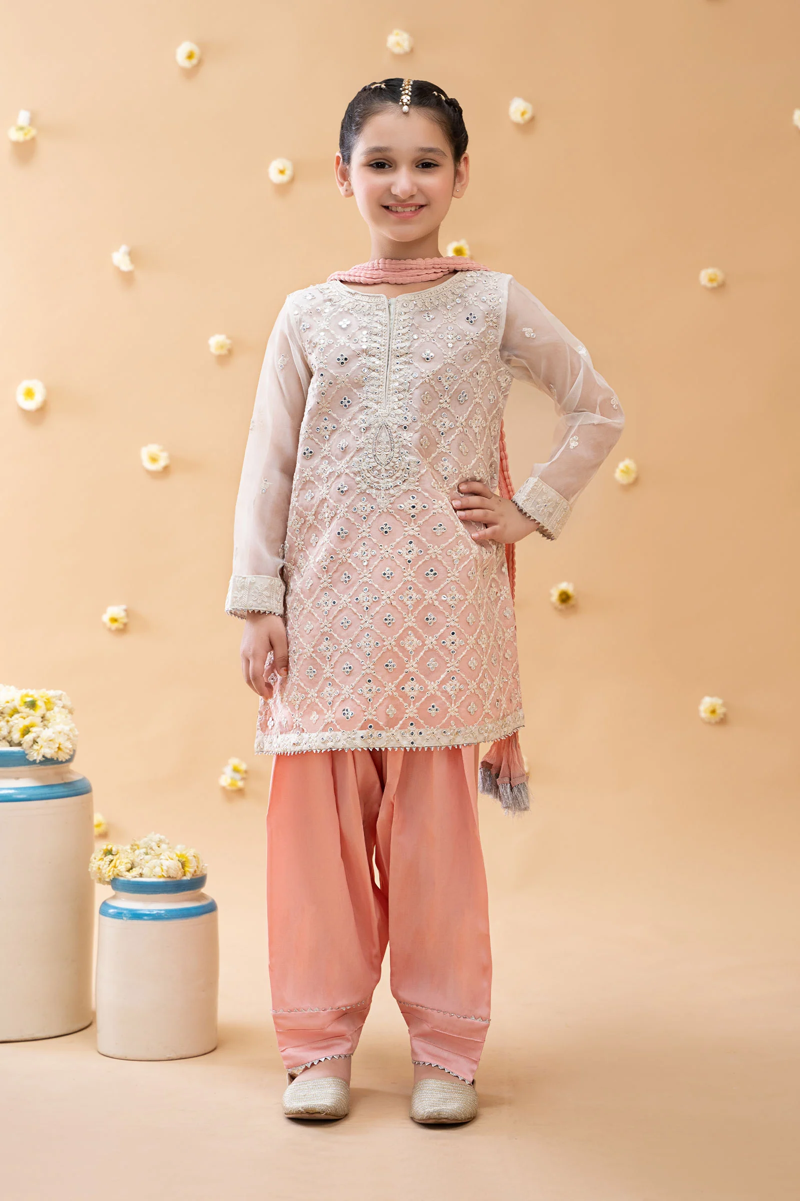 Suit Off White and Pink MKS-EA23-16
