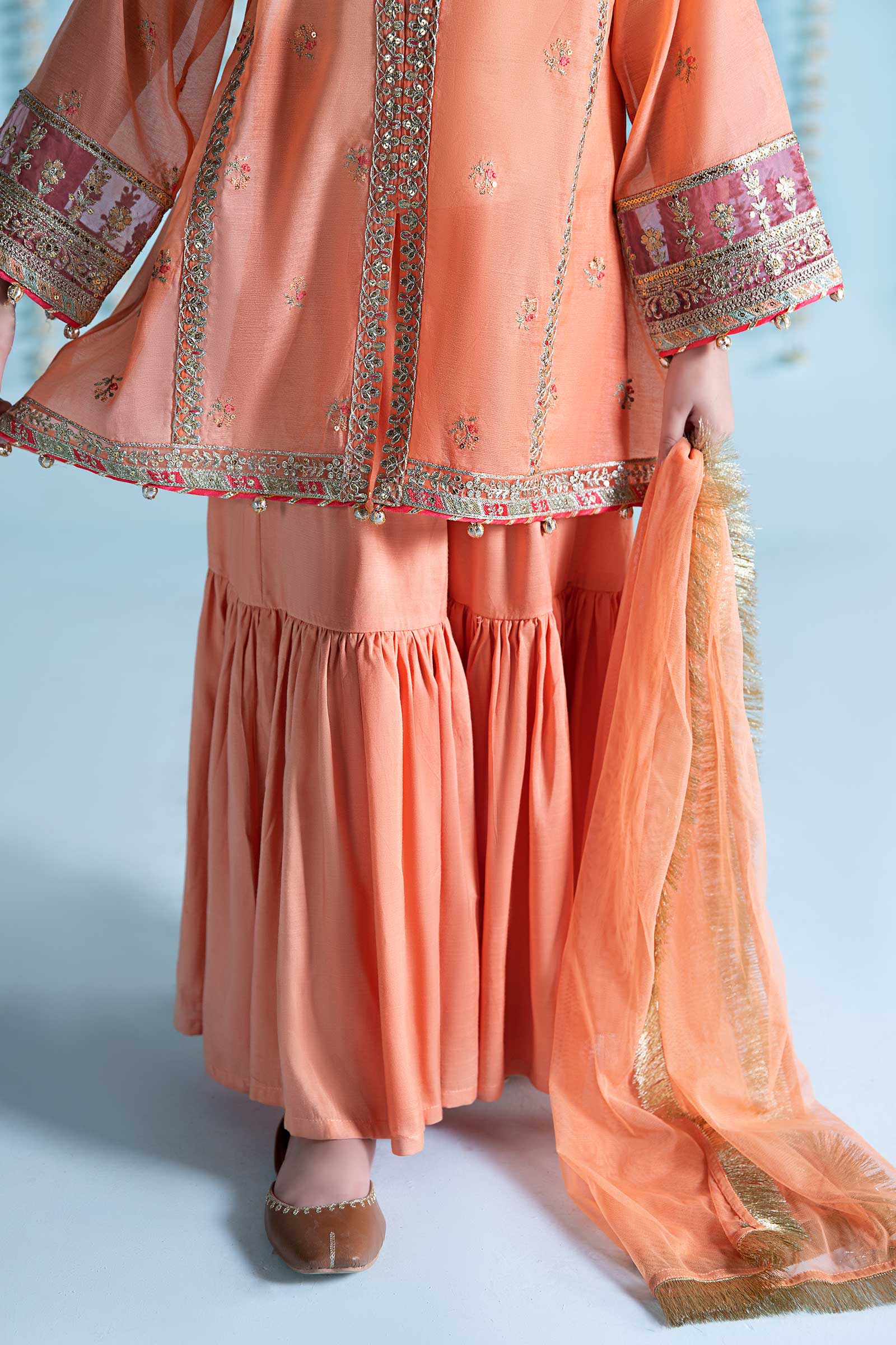 3 Piece Embroidered Paper Cotton Suit - Image 4