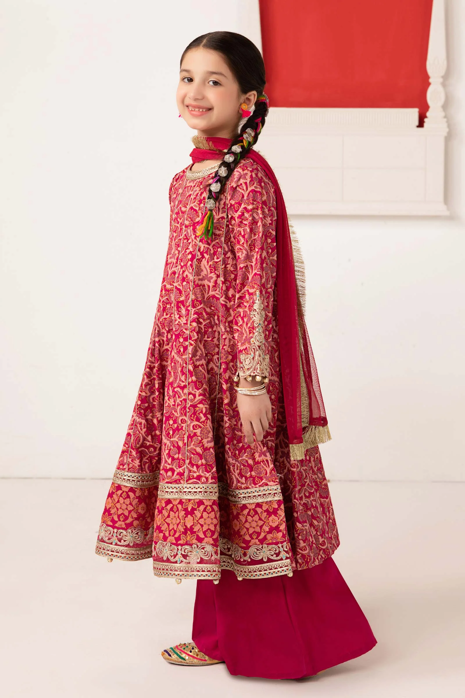3 Piece Printed Raw Silk Suit - Image 4