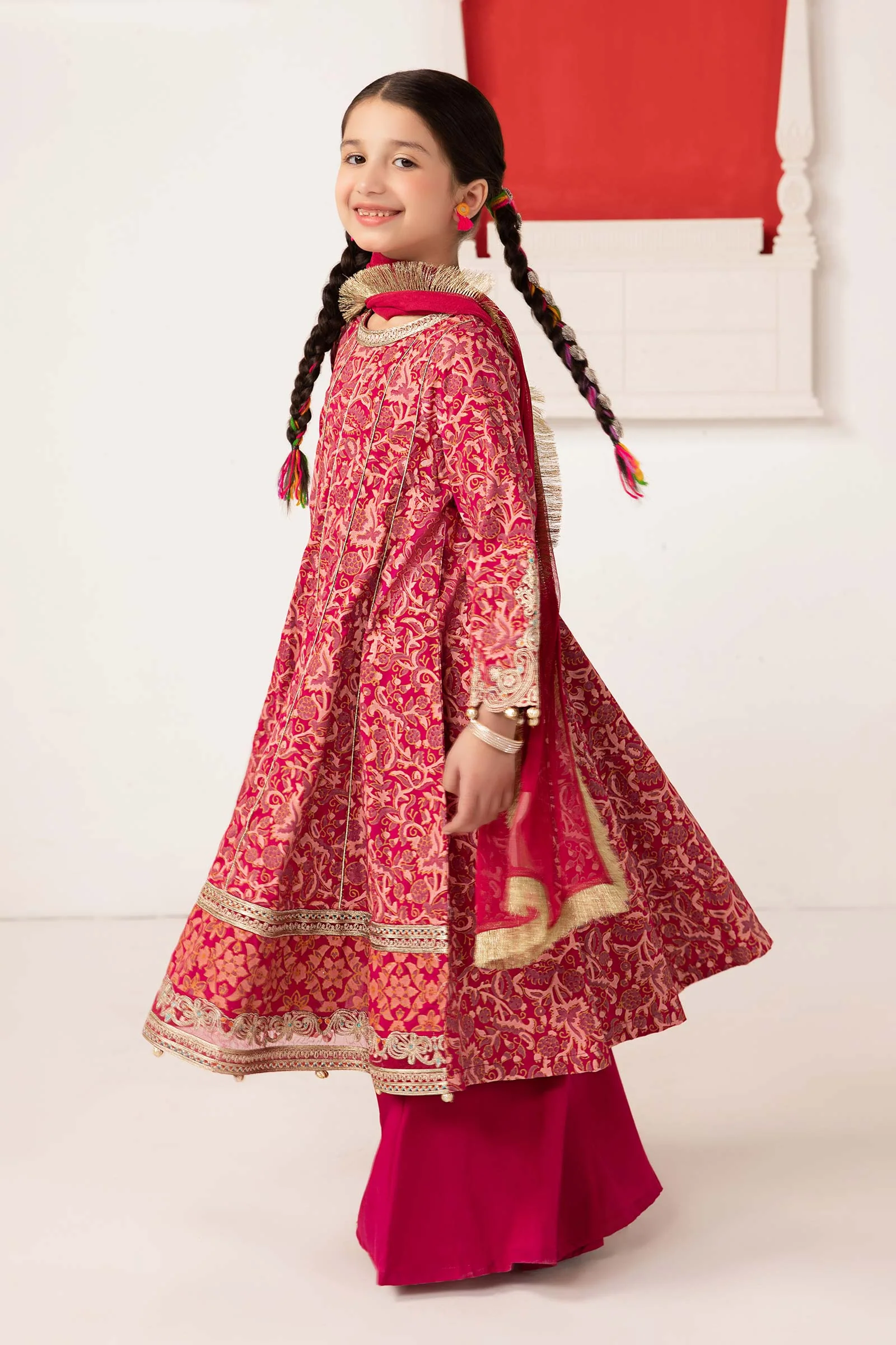 3 Piece Printed Raw Silk Suit - Image 5