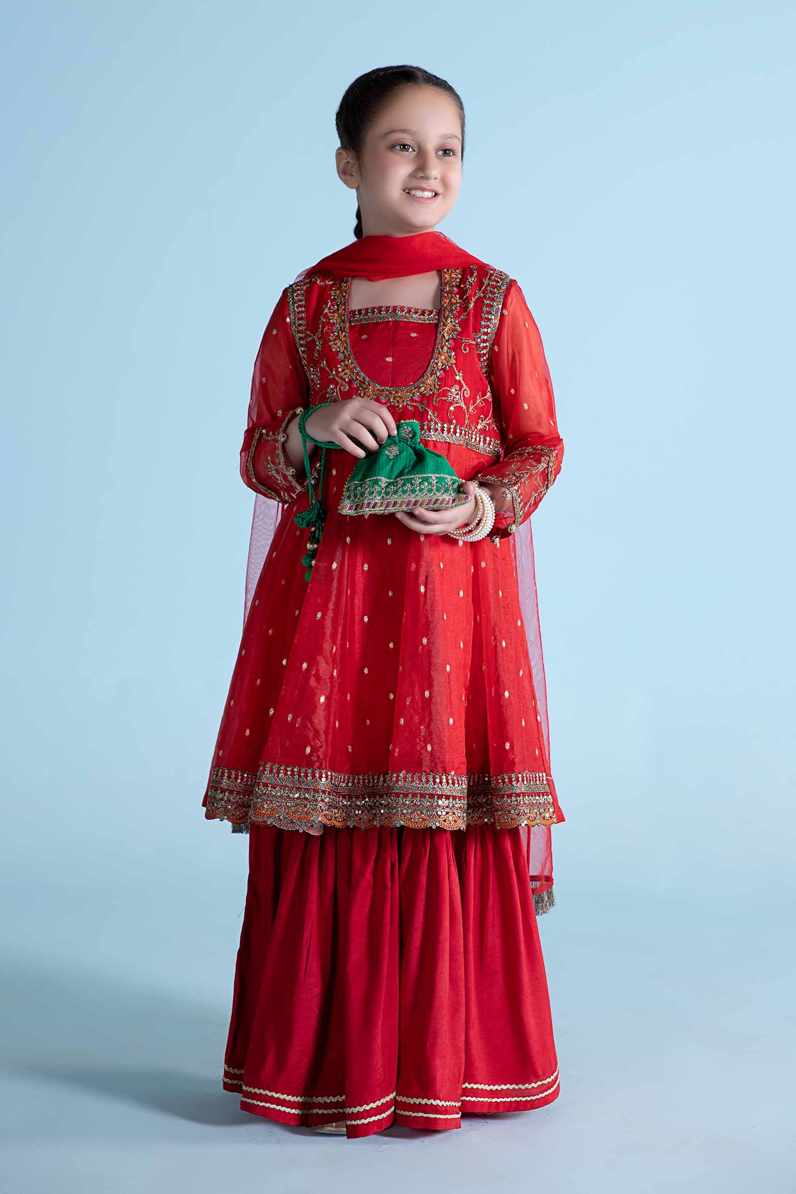 3 Piece Embroidered Lurex Organza Suit