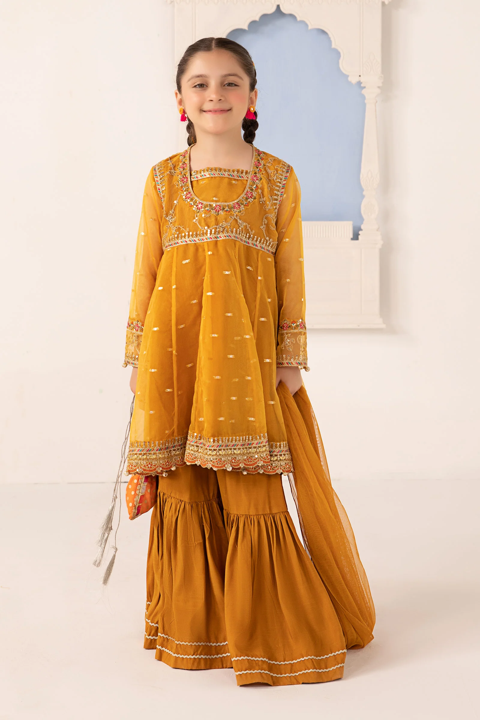 3 Piece Embroidered Lurex Organza Suit