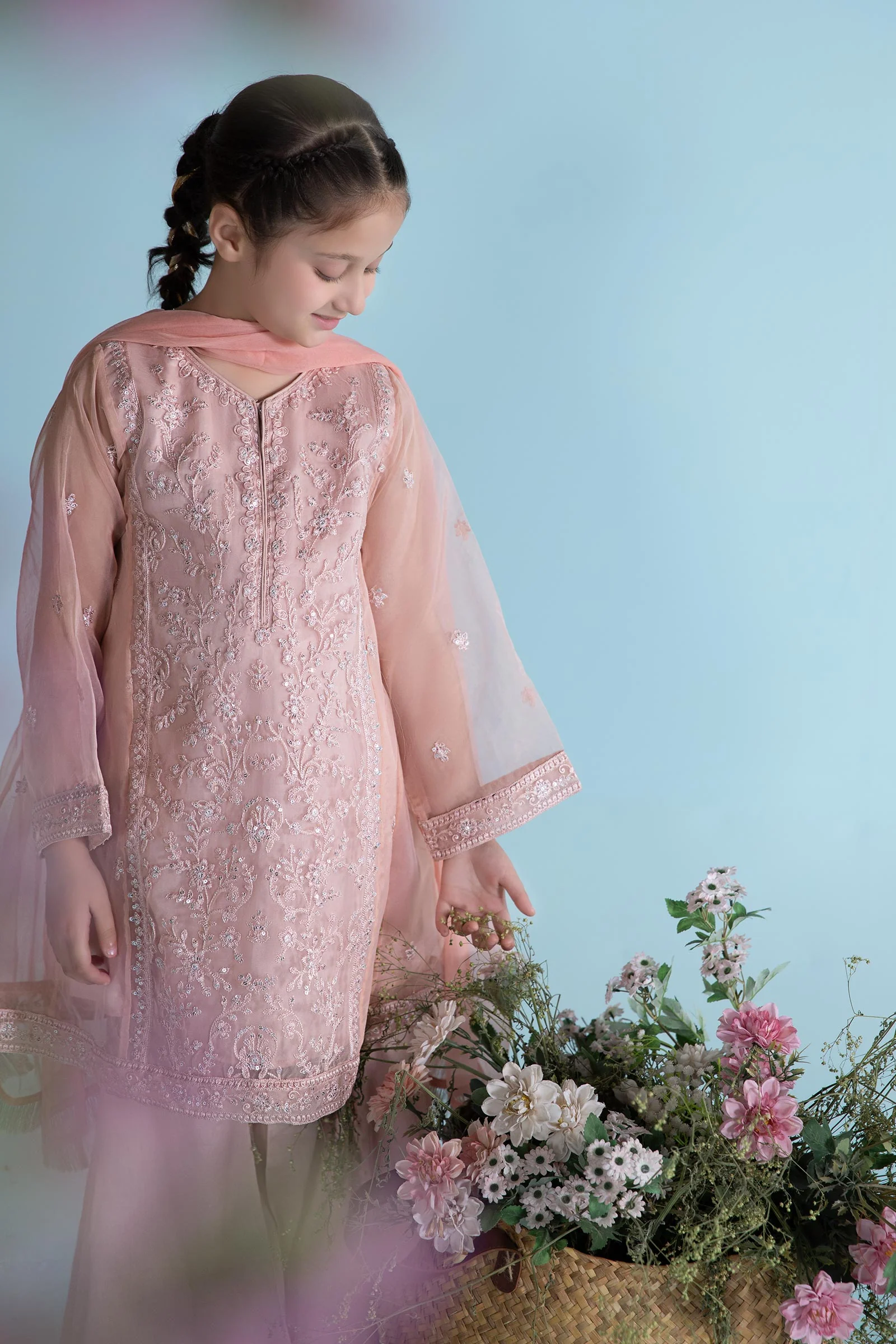 3 Piece Embroidered Organza Suit - Image 2