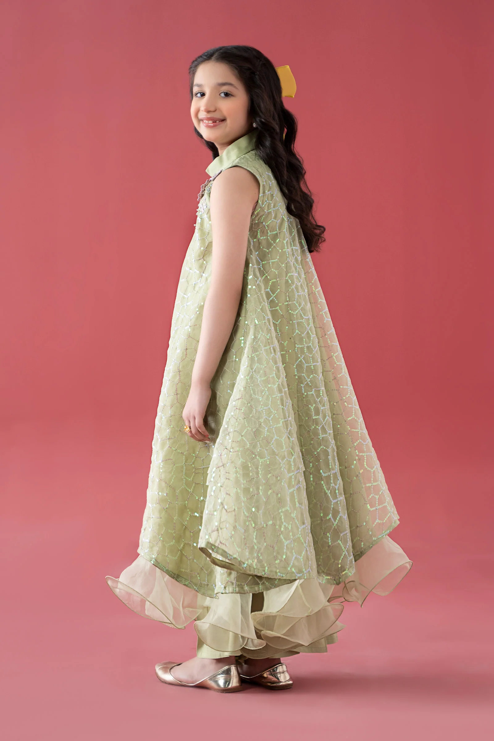 3 Piece Embroidered Poly Organza Suit - Image 5