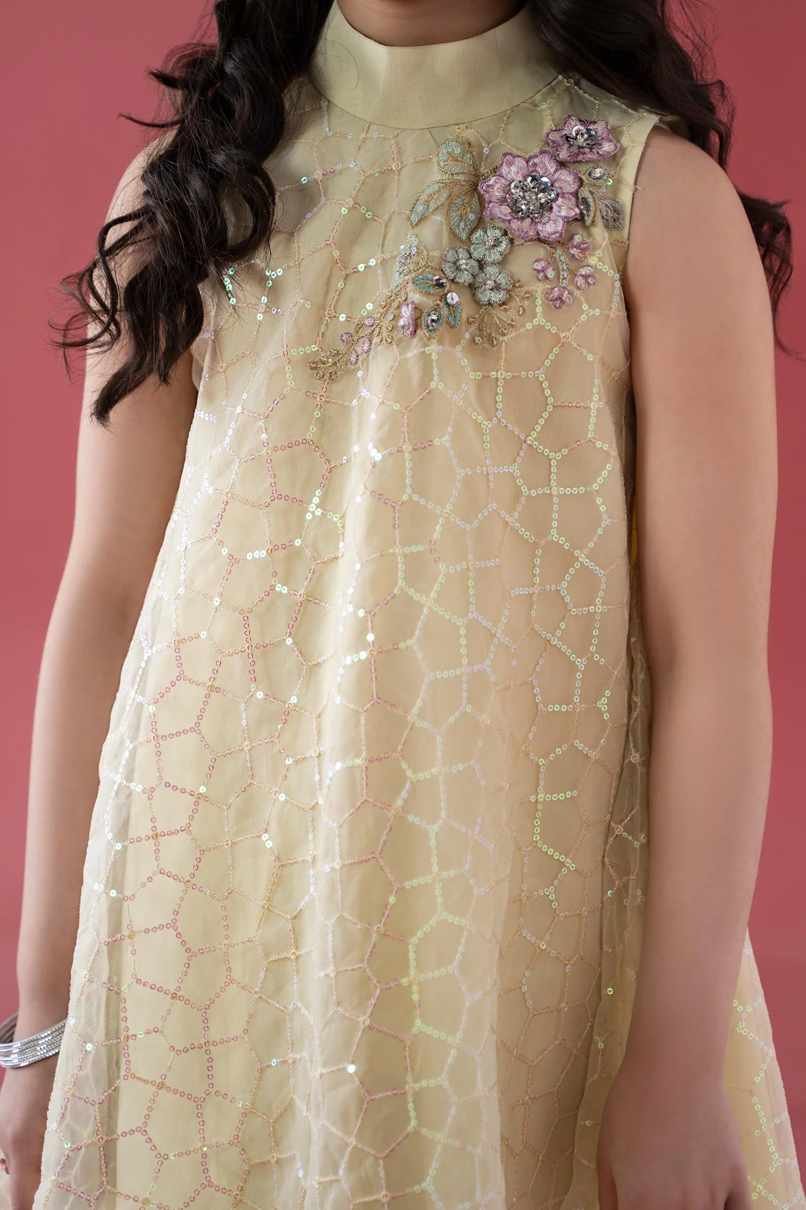 3 Piece Embroidered Poly Organza Suit - Image 3