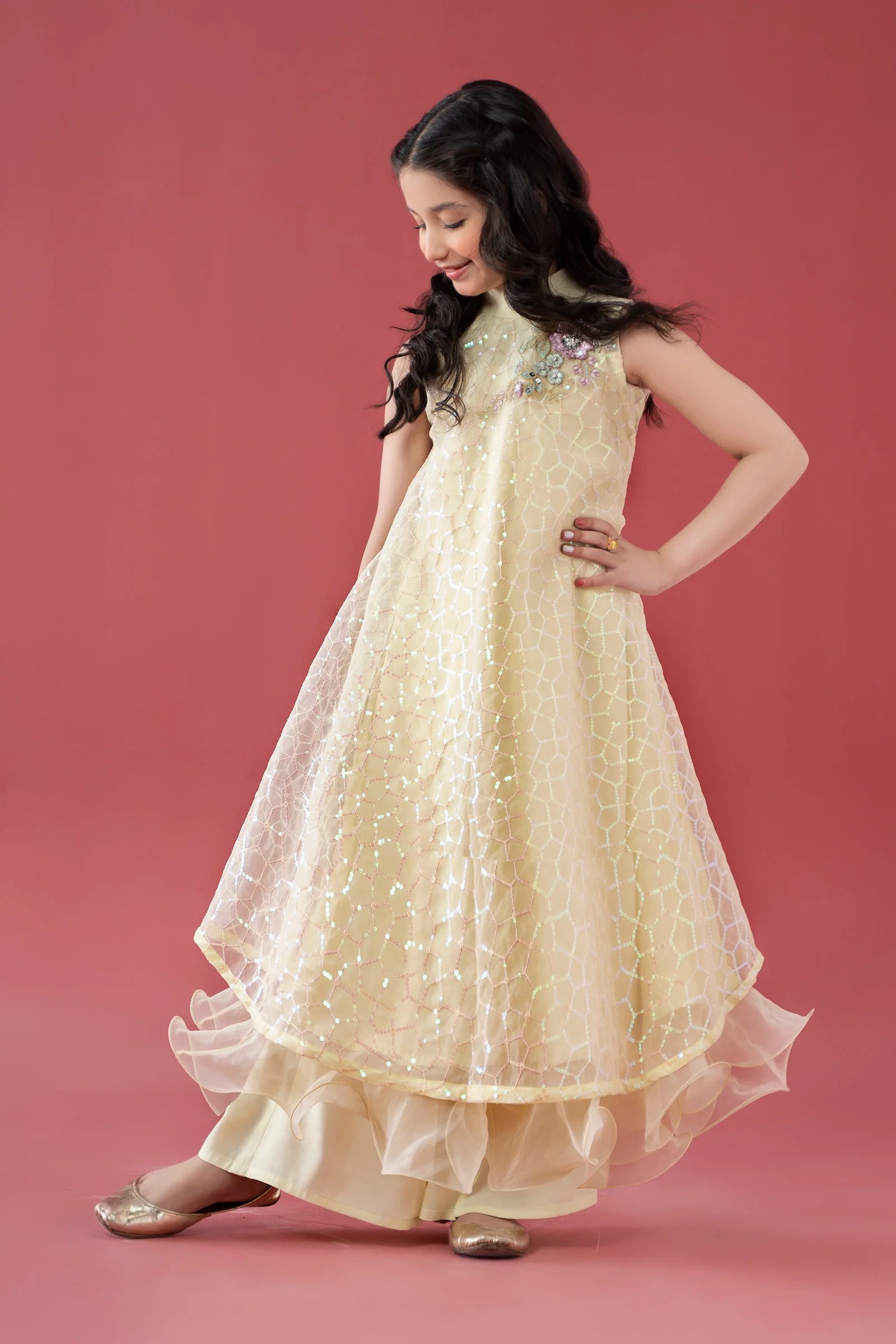 3 Piece Embroidered Poly Organza Suit - Image 5
