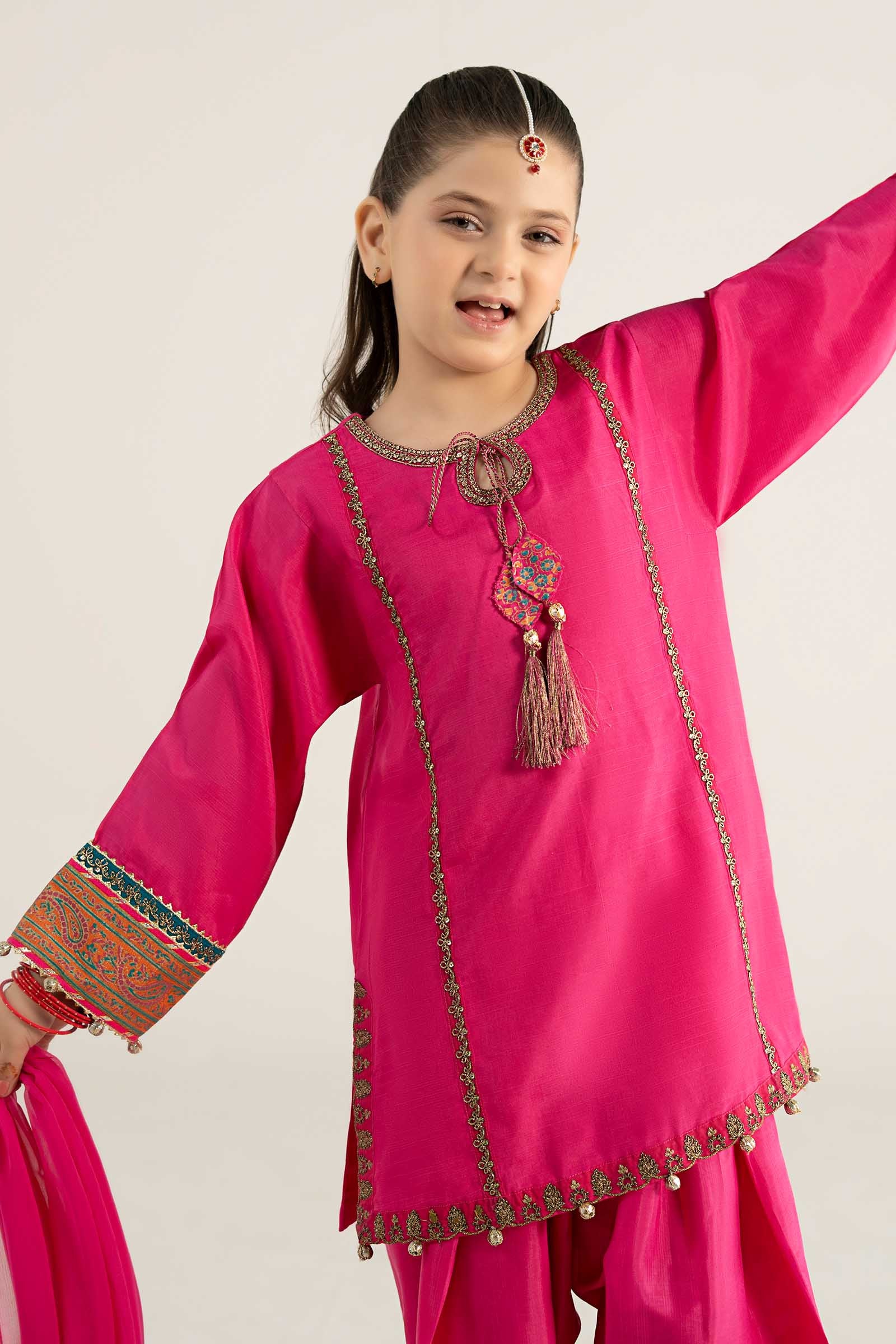 3 Piece Embroidered Raw Silk Suit - Image 2