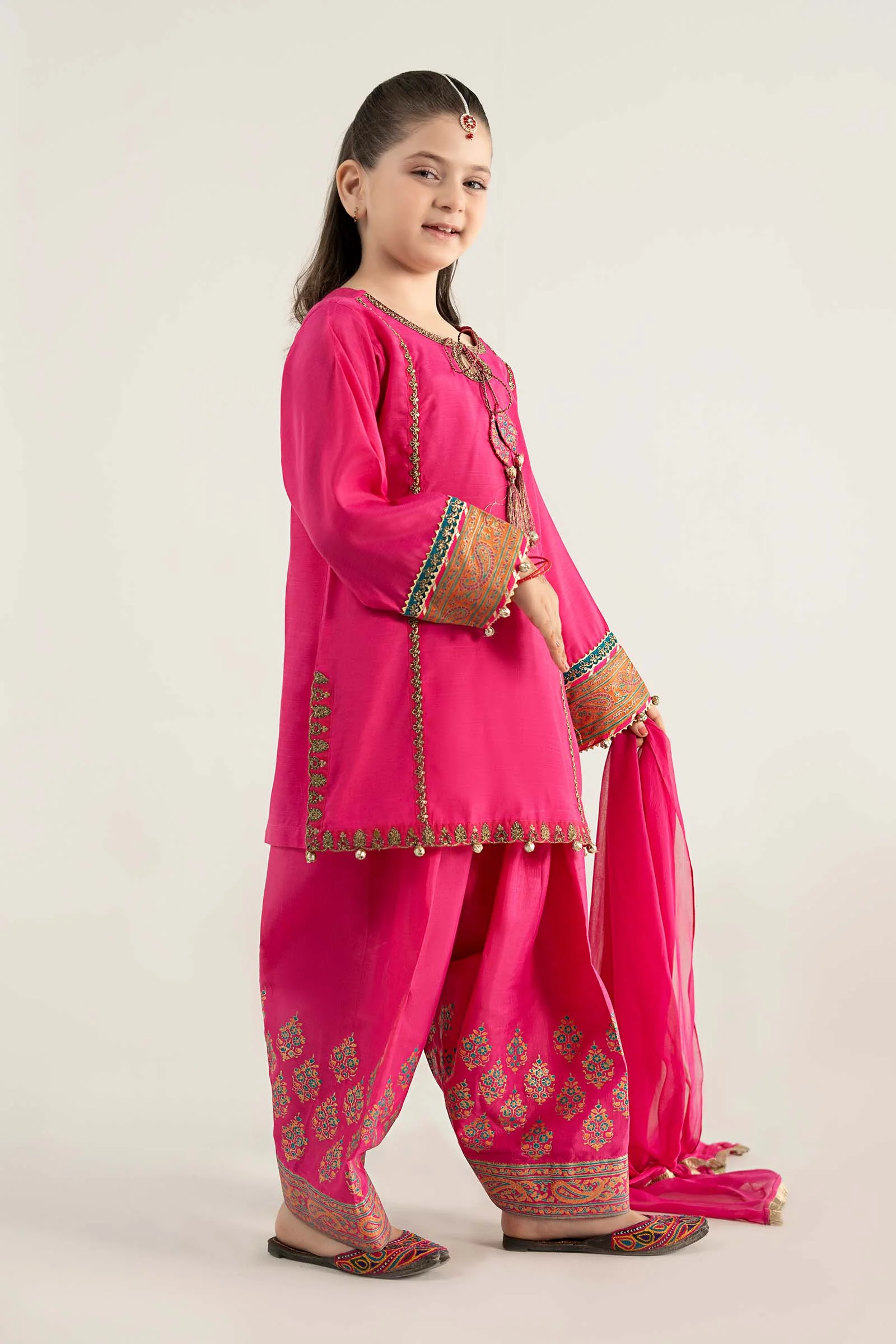 3 Piece Embroidered Raw Silk Suit - Image 6