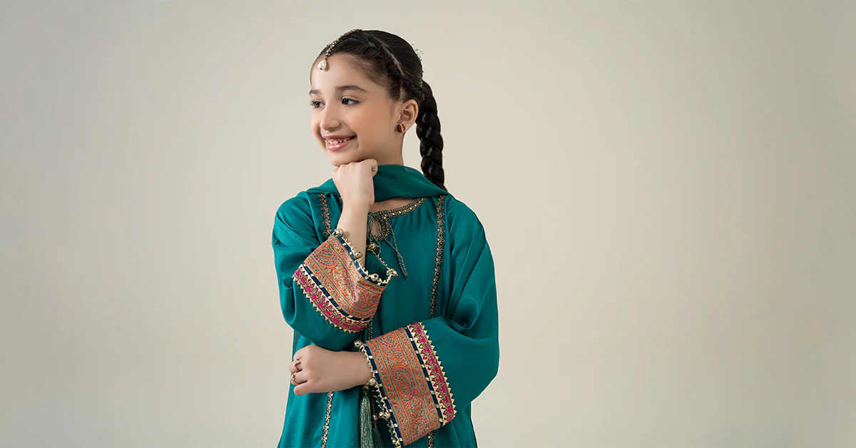 3 Piece Embroidered Raw Silk Suit - Image 7