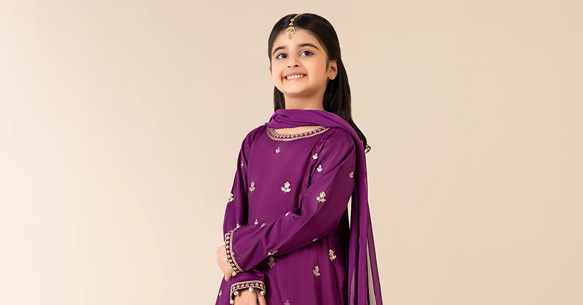 3 Piece Embroidered Raw Silk Suit - Image 5