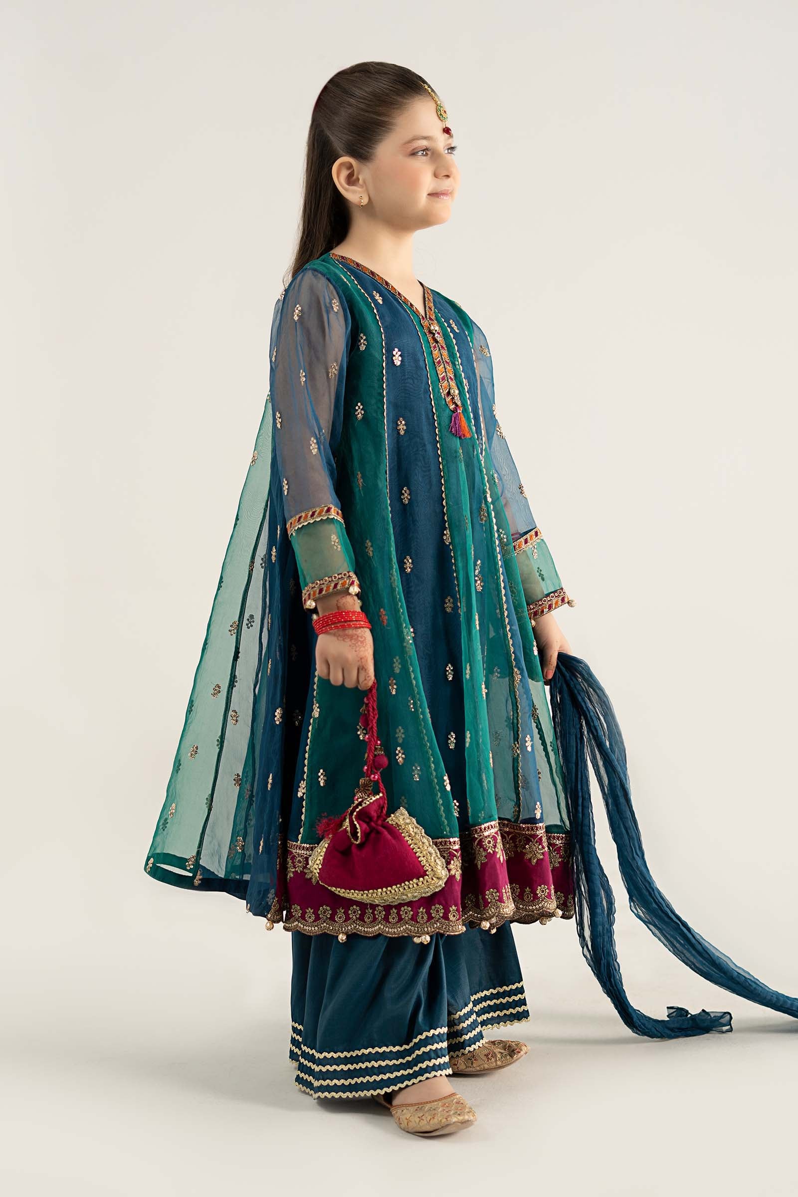3 Piece Embroidered Poly Organza Suit - Image 4