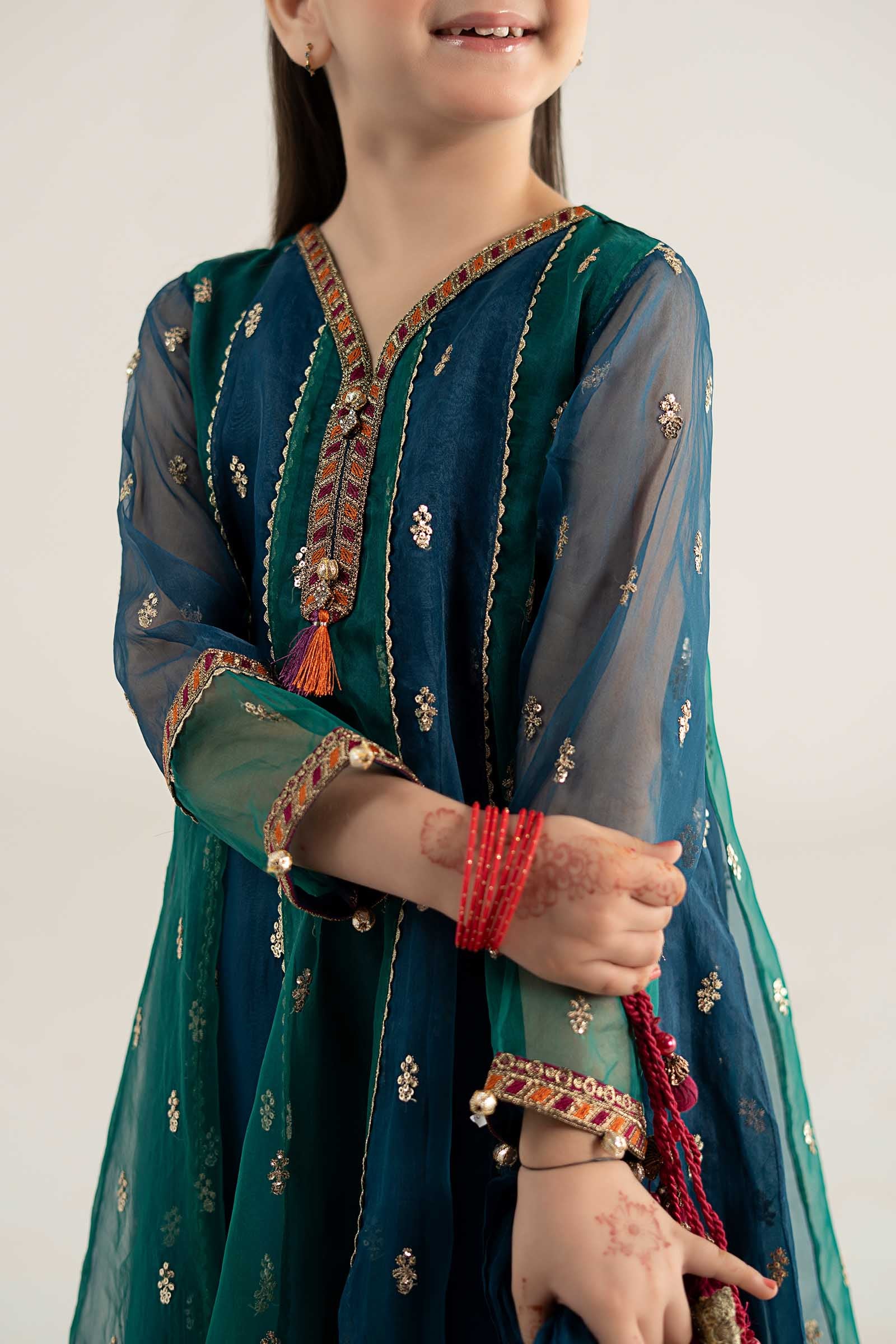 3 Piece Embroidered Poly Organza Suit - Image 5