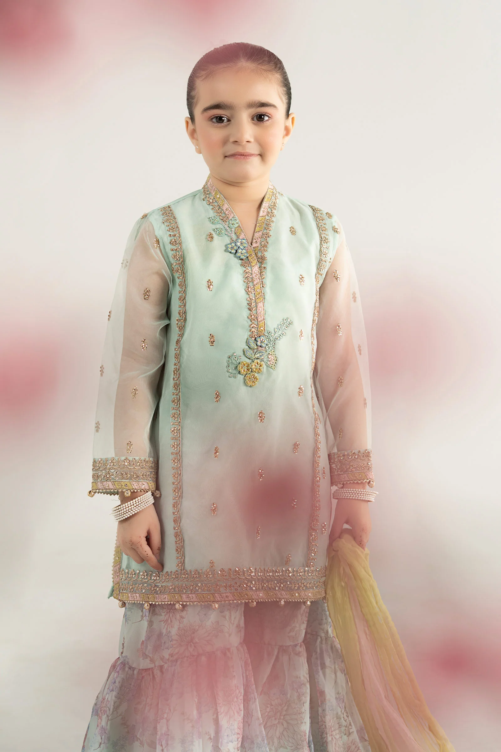 3 Piece Embroidered Poly Organza Suit - Image 6