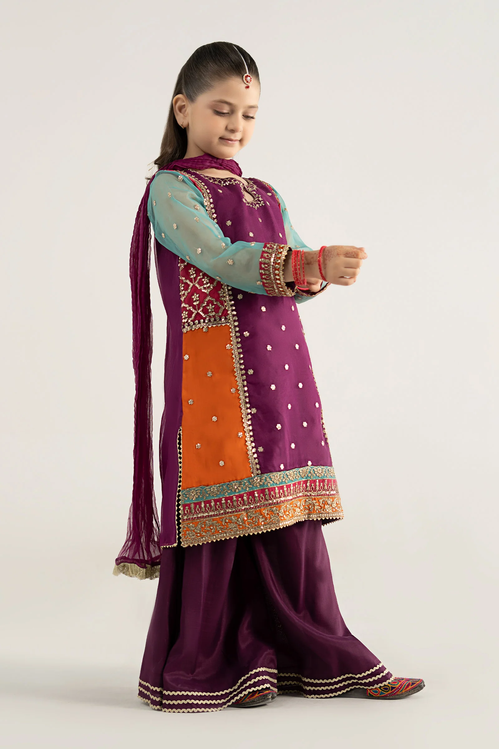 3 Piece Embroidered Poly Organza Suit - Image 3