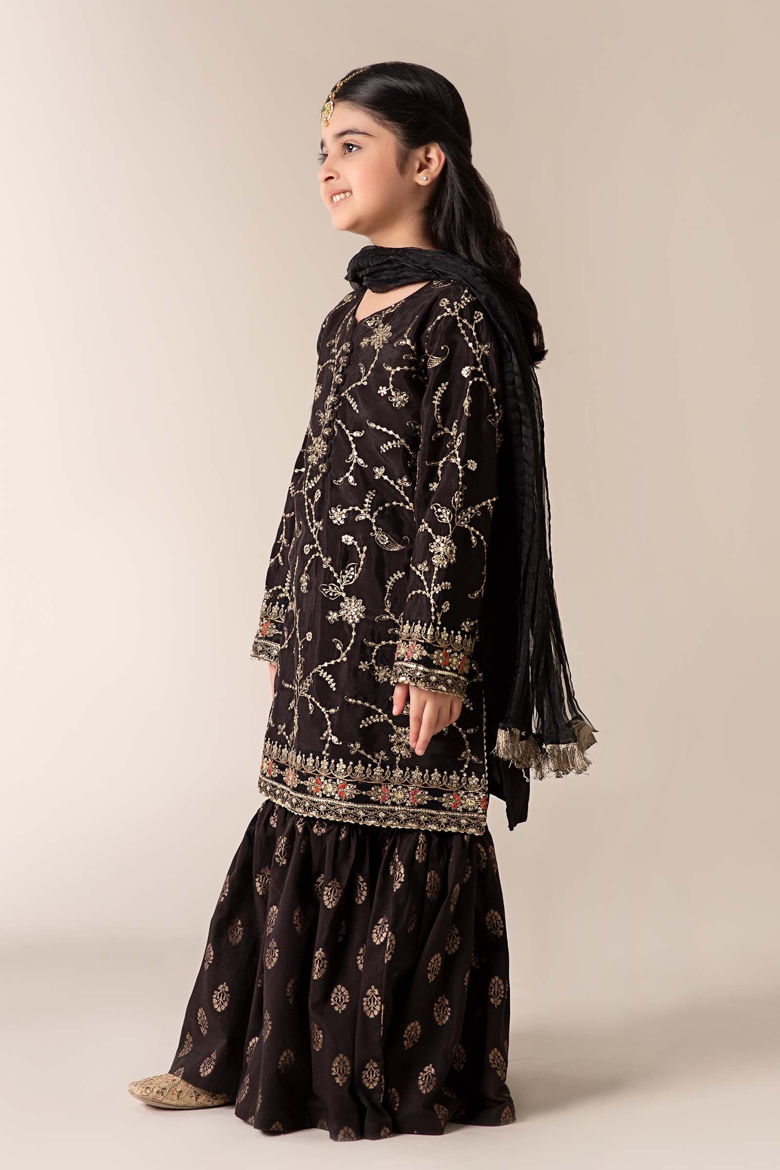 3 Piece Embroidered Raw Silk Suit - Image 4