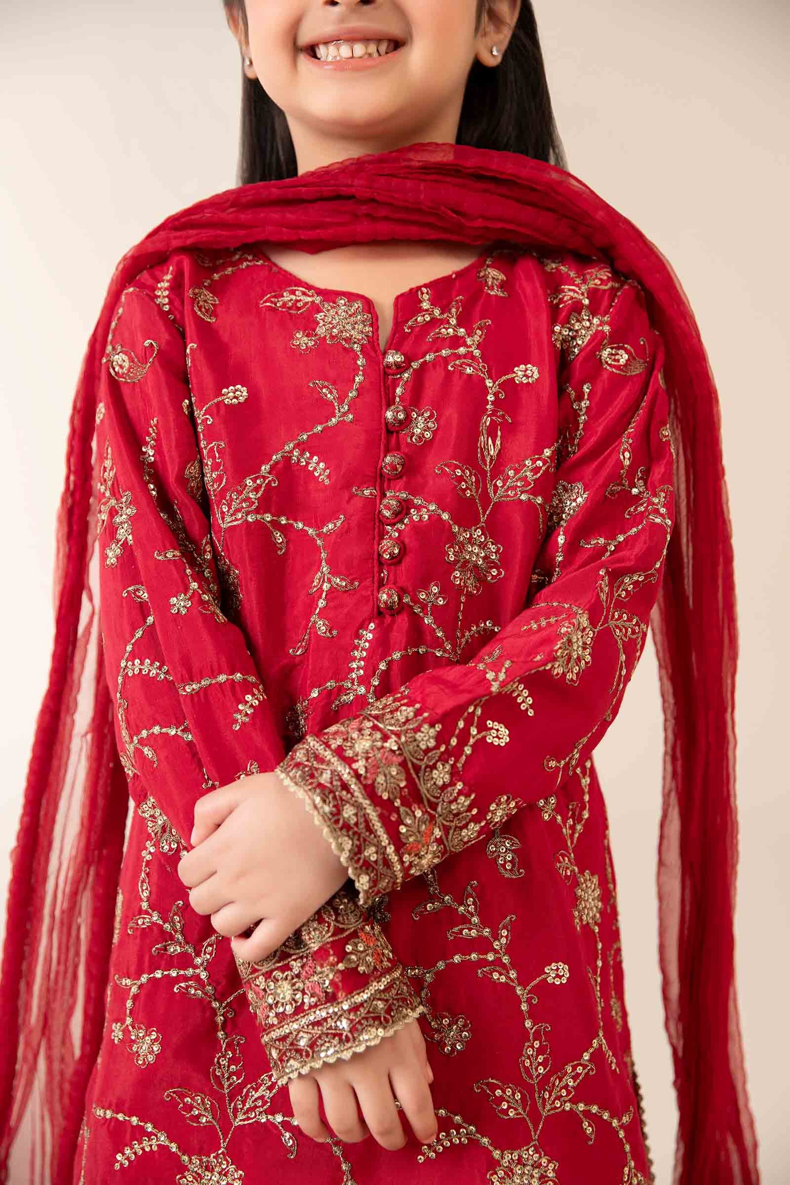 3 Piece Embroidered Raw Silk Suit - Image 2