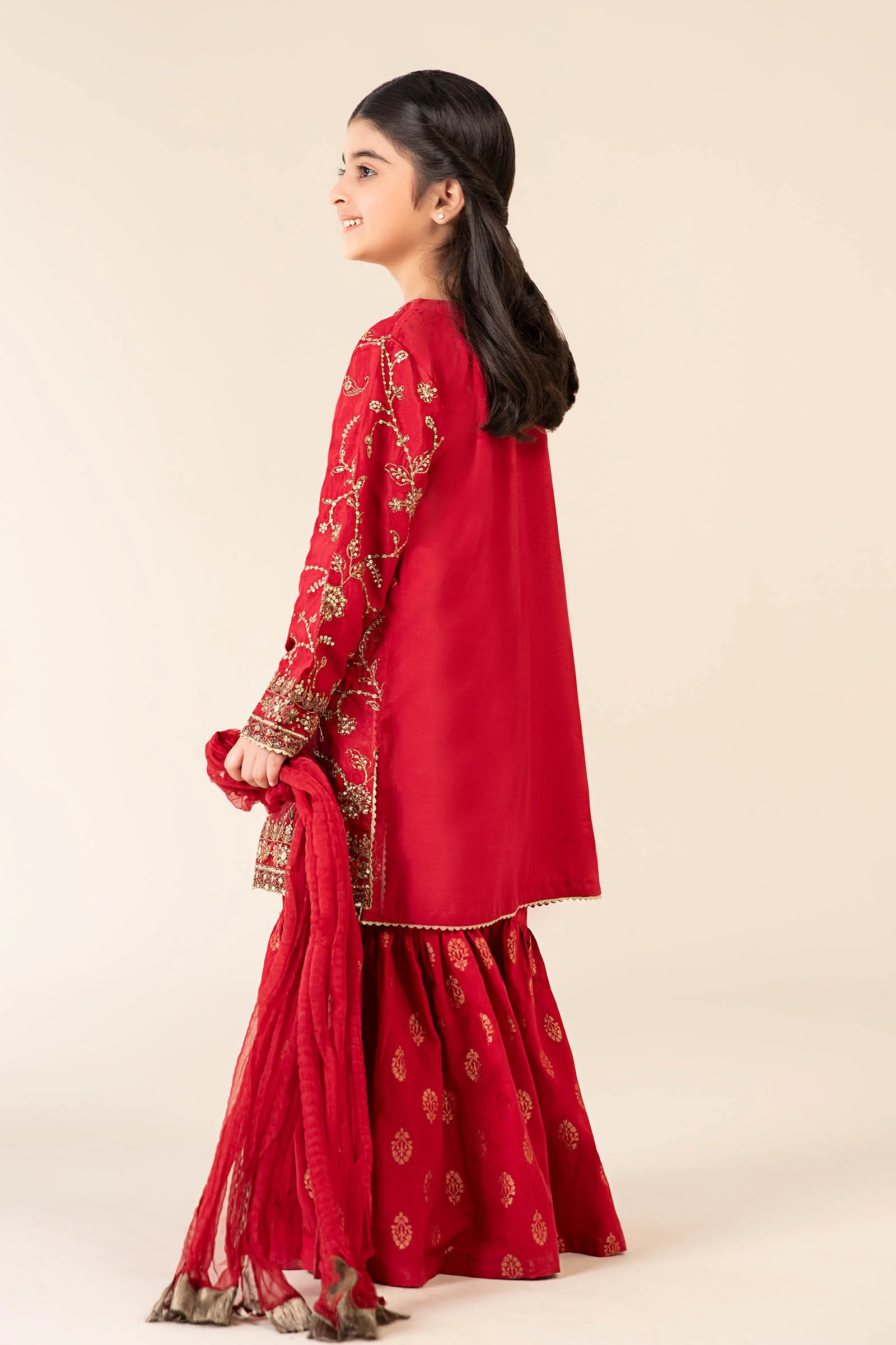 3 Piece Embroidered Raw Silk Suit - Image 6