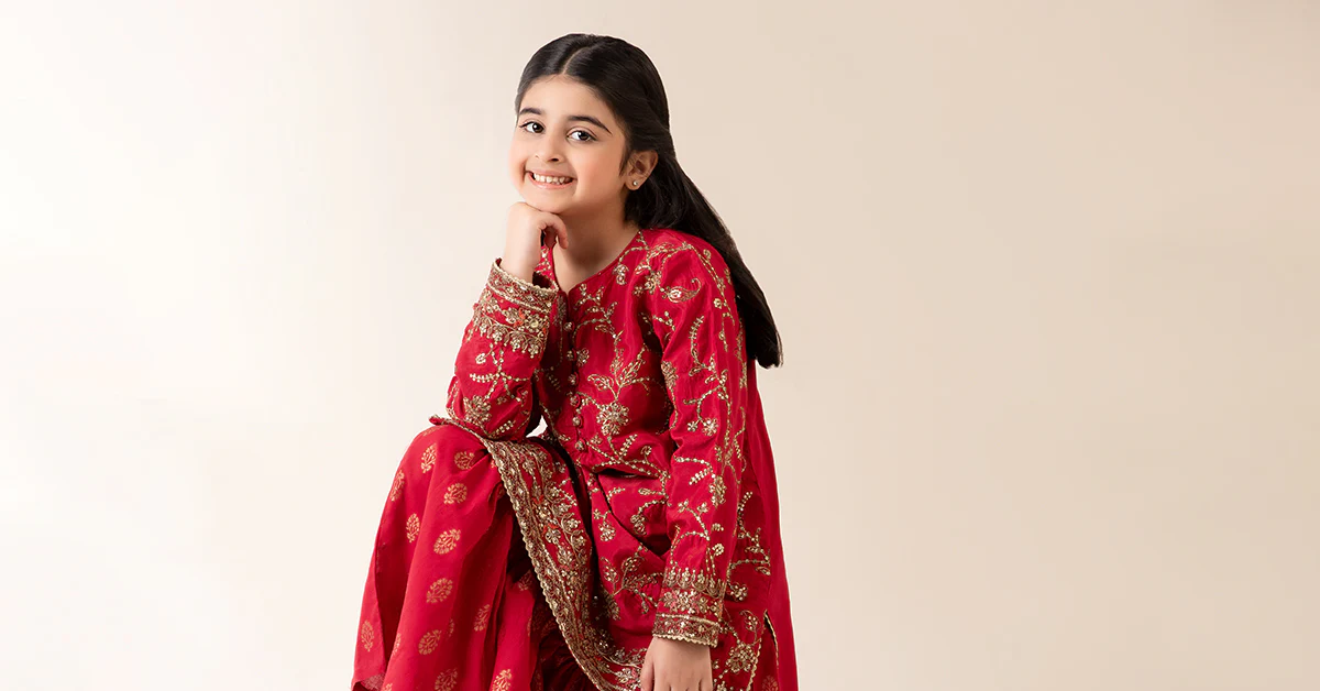 3 Piece Embroidered Raw Silk Suit - Image 7
