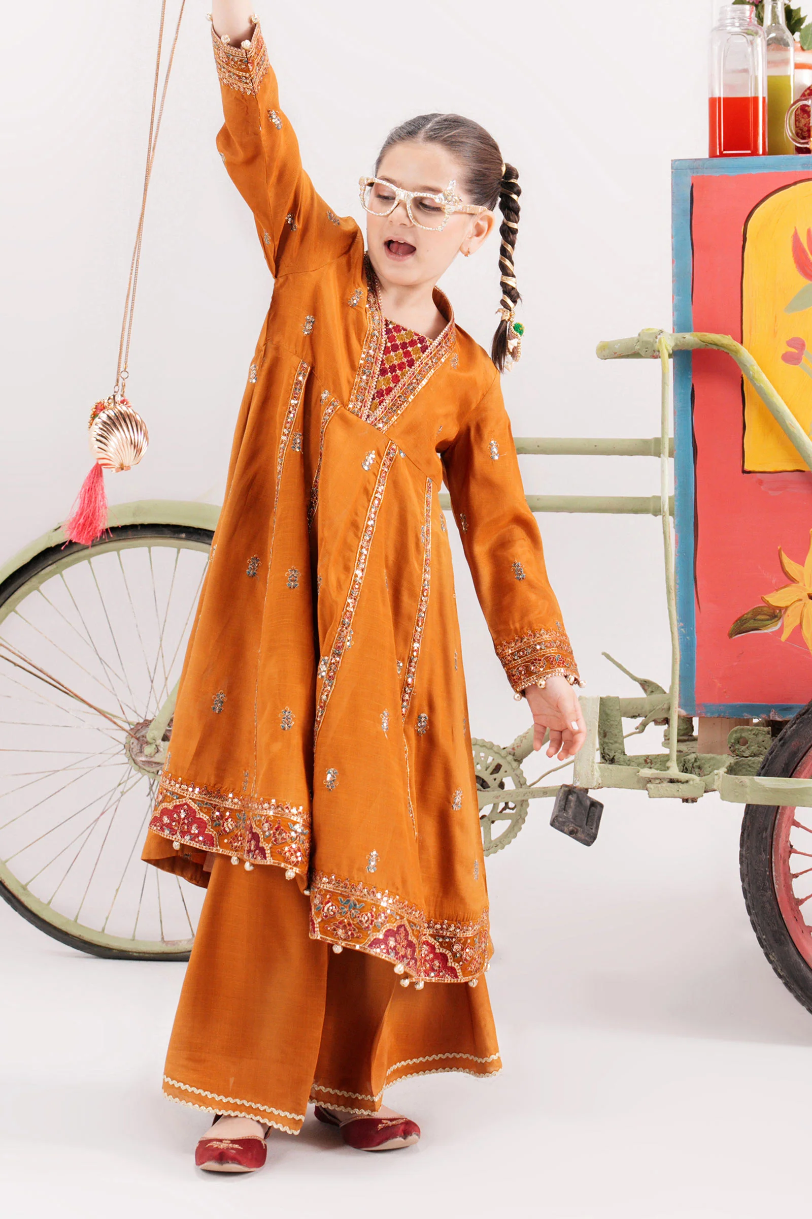 3 Piece Embroidered Raw Silk Suit - Image 4