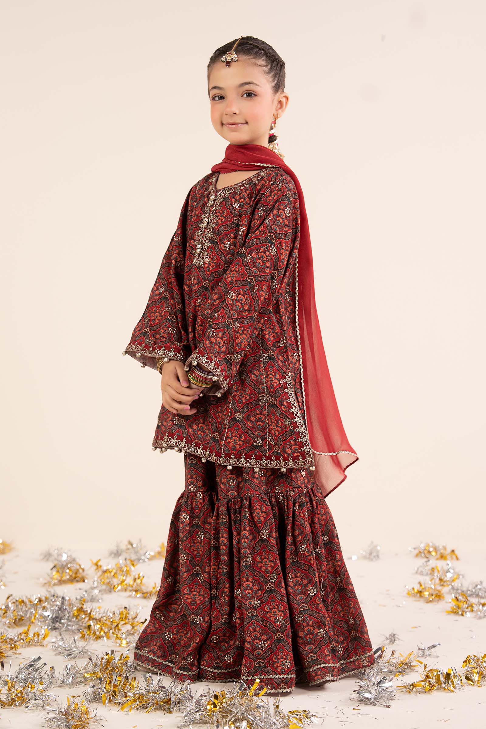 3 Piece Embroidered Raw Silk Suit - Image 4