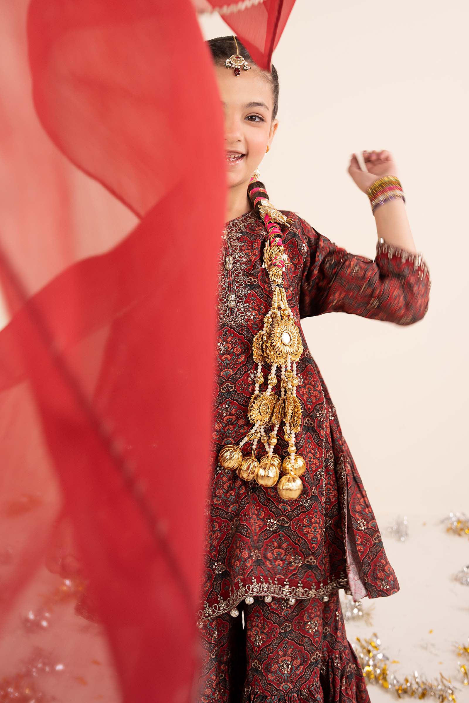 3 Piece Embroidered Raw Silk Suit - Image 6