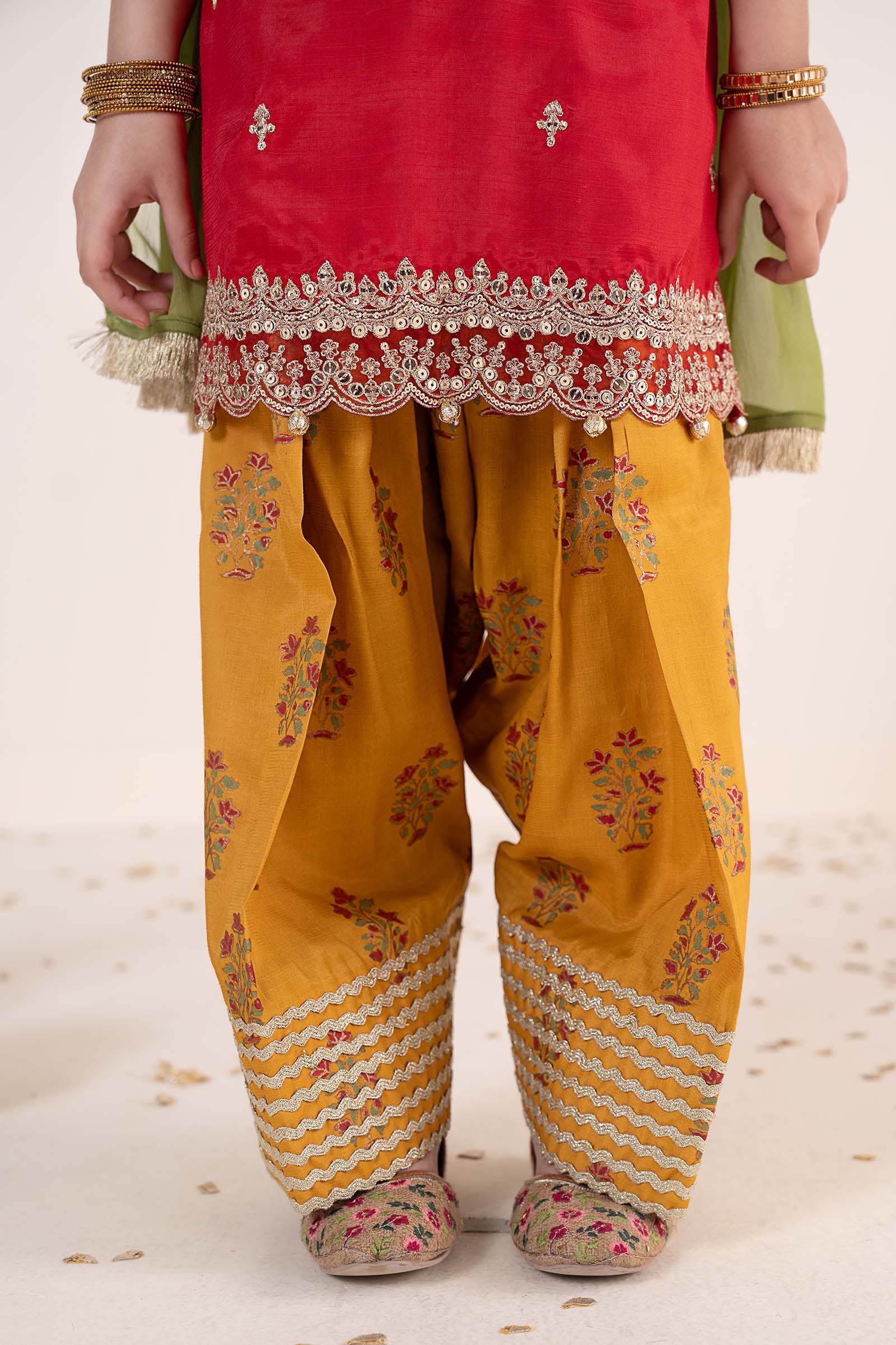 3 Piece Embroidered Raw Silk Suit - Image 5