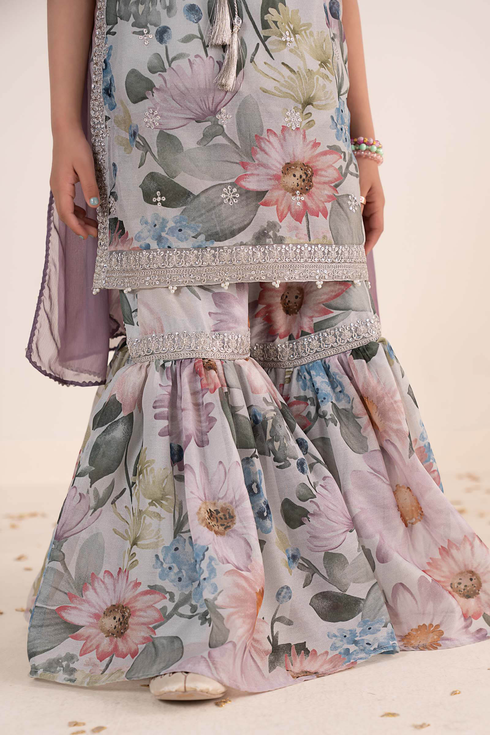 3 Piece Embroidered Paper Cotton Suit - Image 5