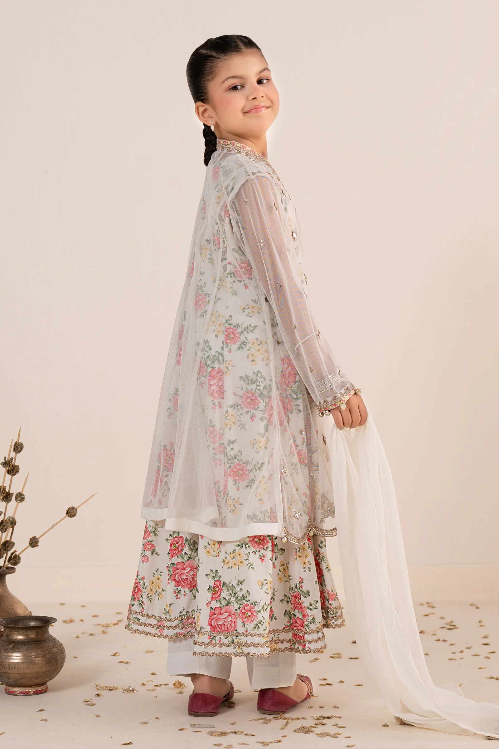 4 Piece Embroidered Net Suit - Image 8