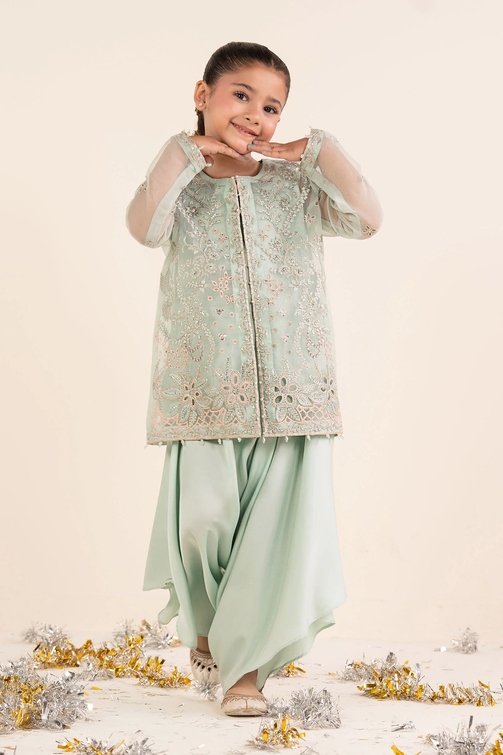 2 Piece Embroidered Organza Suit