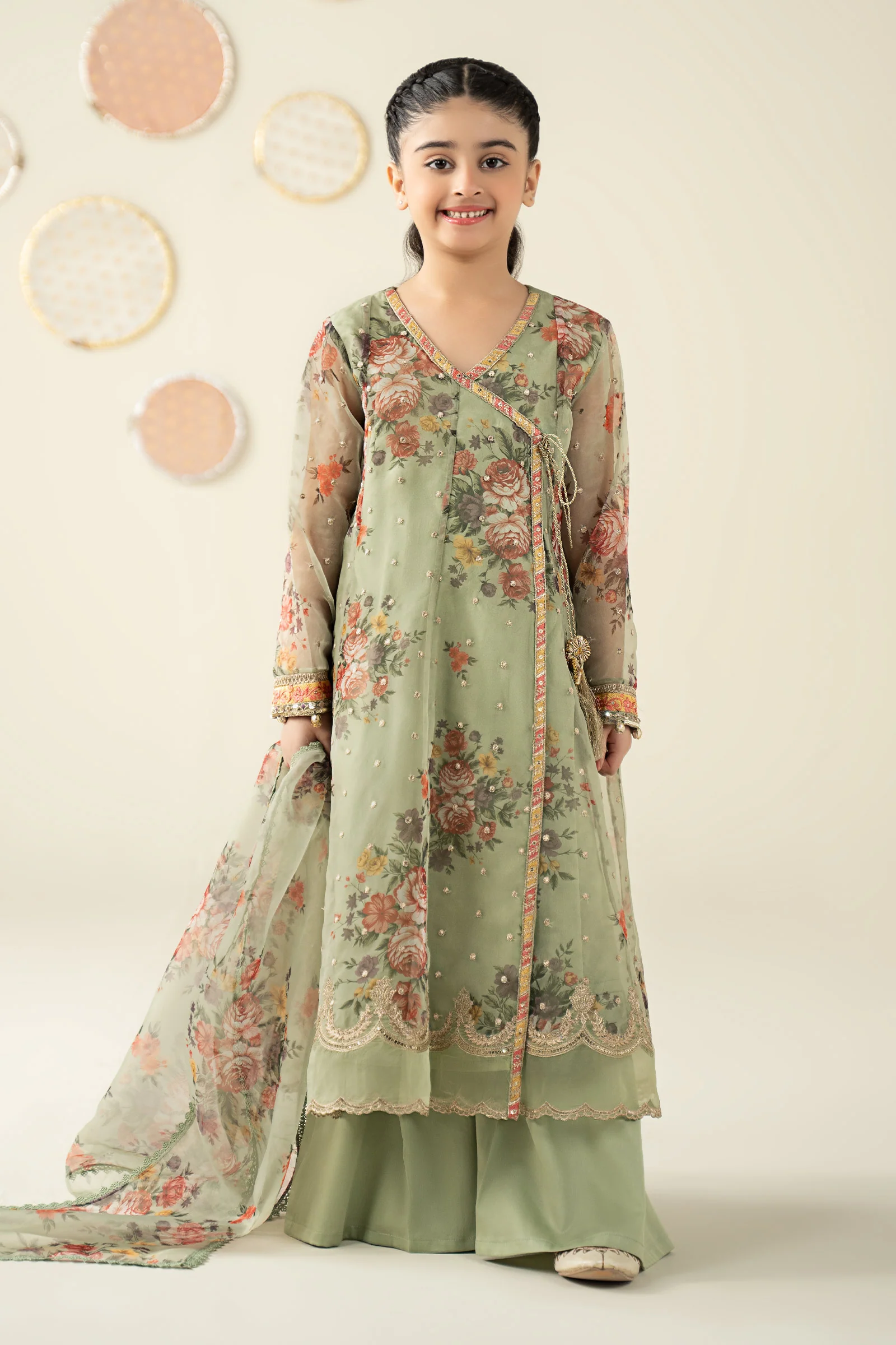 3 Piece Embroidered Organza Suit