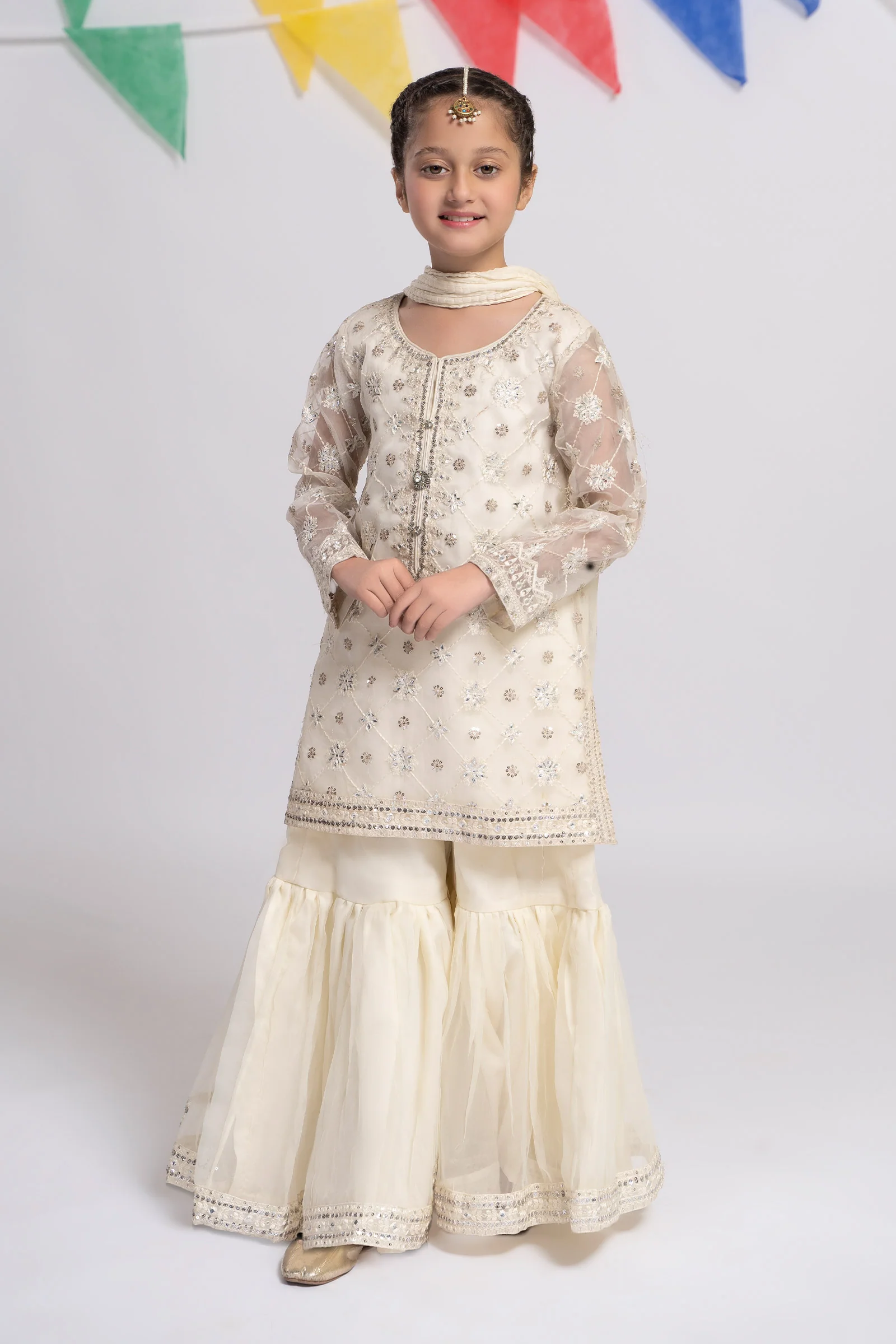 3 Piece Embroidered Organza Suit
