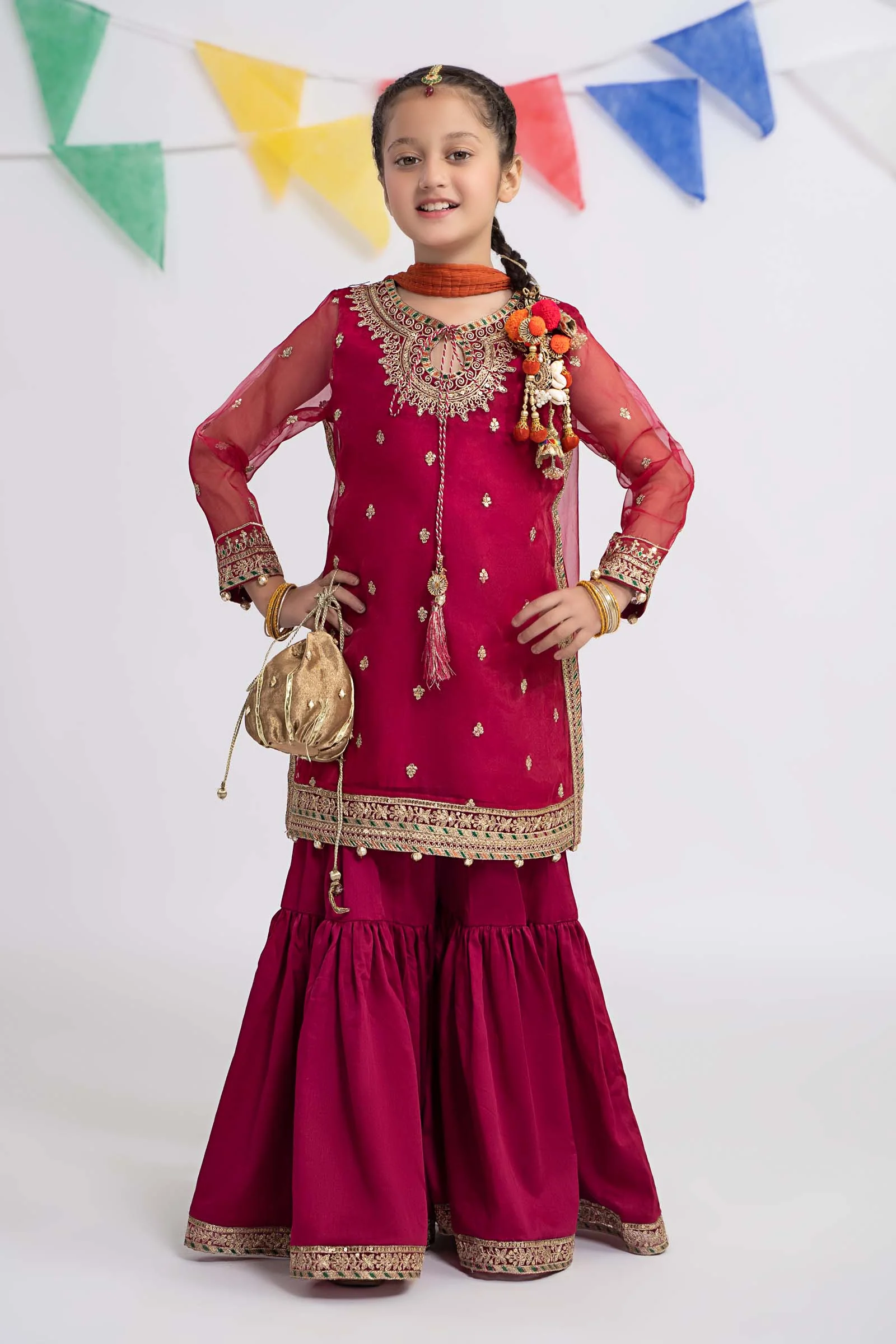 3 Piece Embroidered Organza Suit