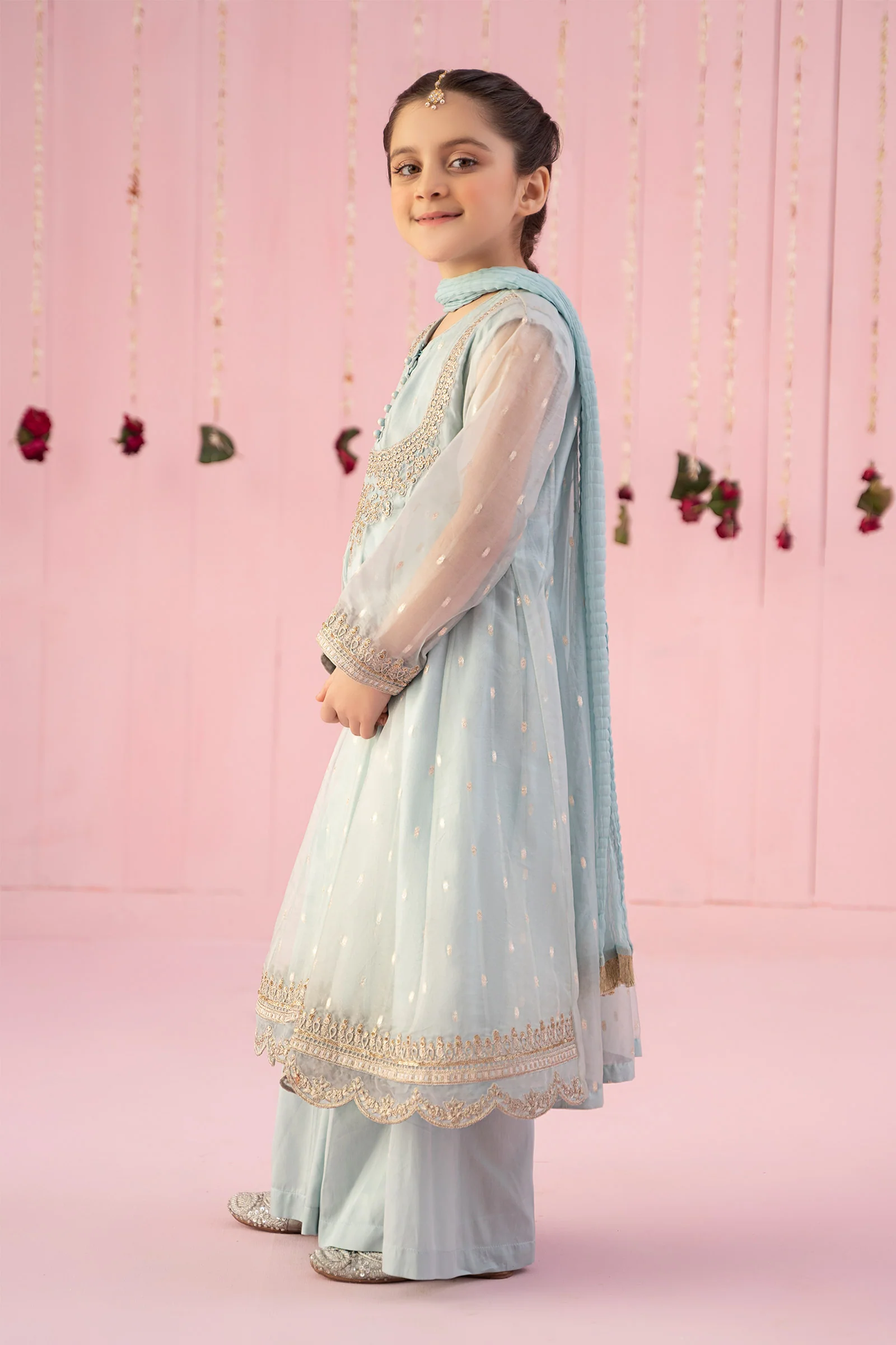 3 Piece Embroidered Organza Suit - Image 5