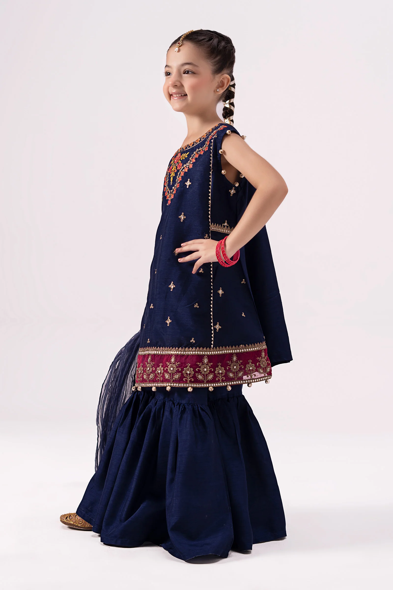 3 Piece Embroidered Raw Silk Suit - Image 6