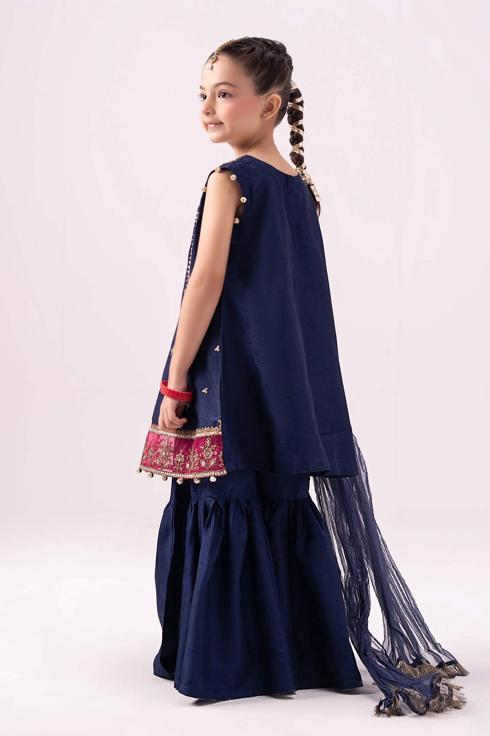 3 Piece Embroidered Raw Silk Suit - Image 7