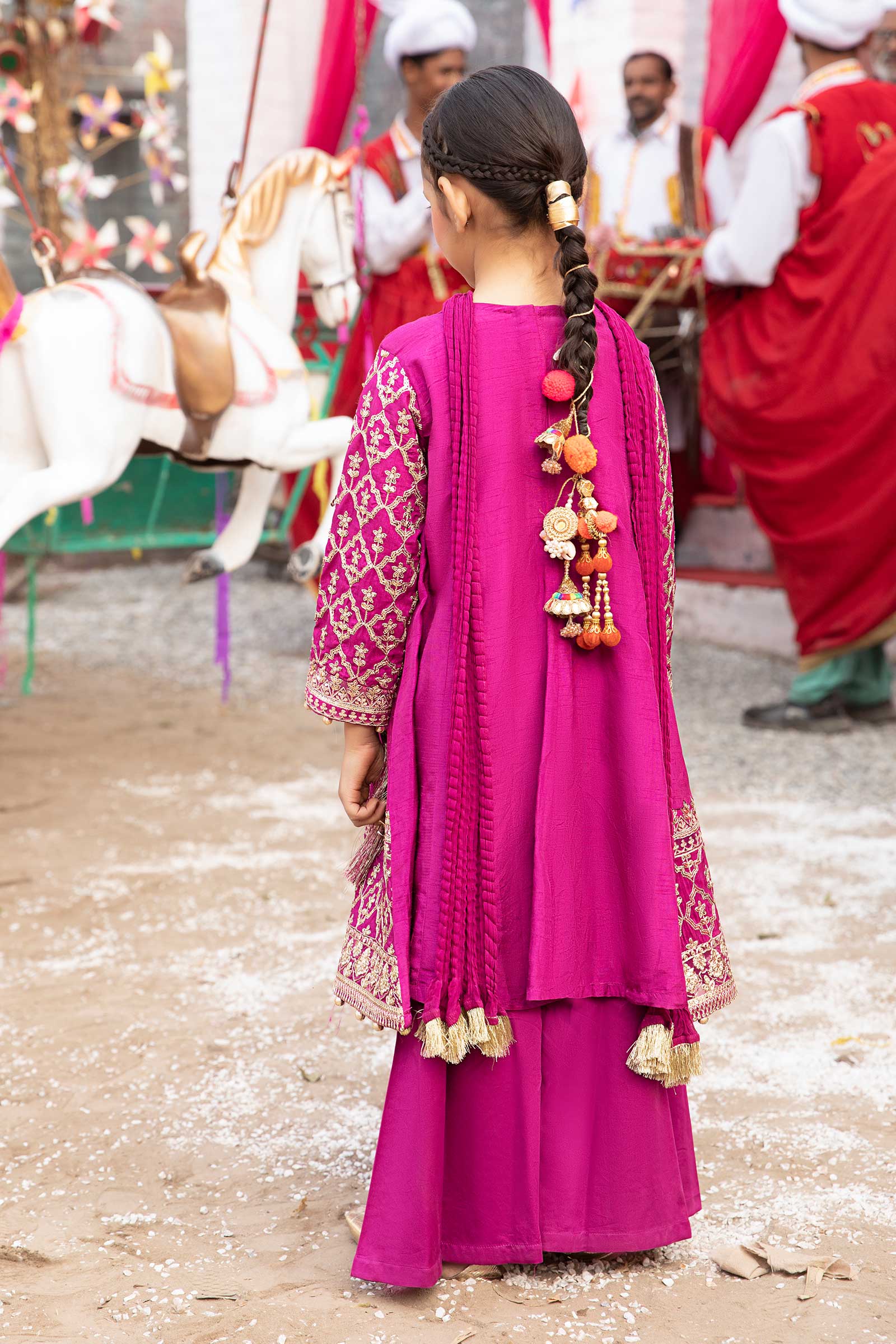 3 Piece Embroidered Raw Silk Suit - Image 5