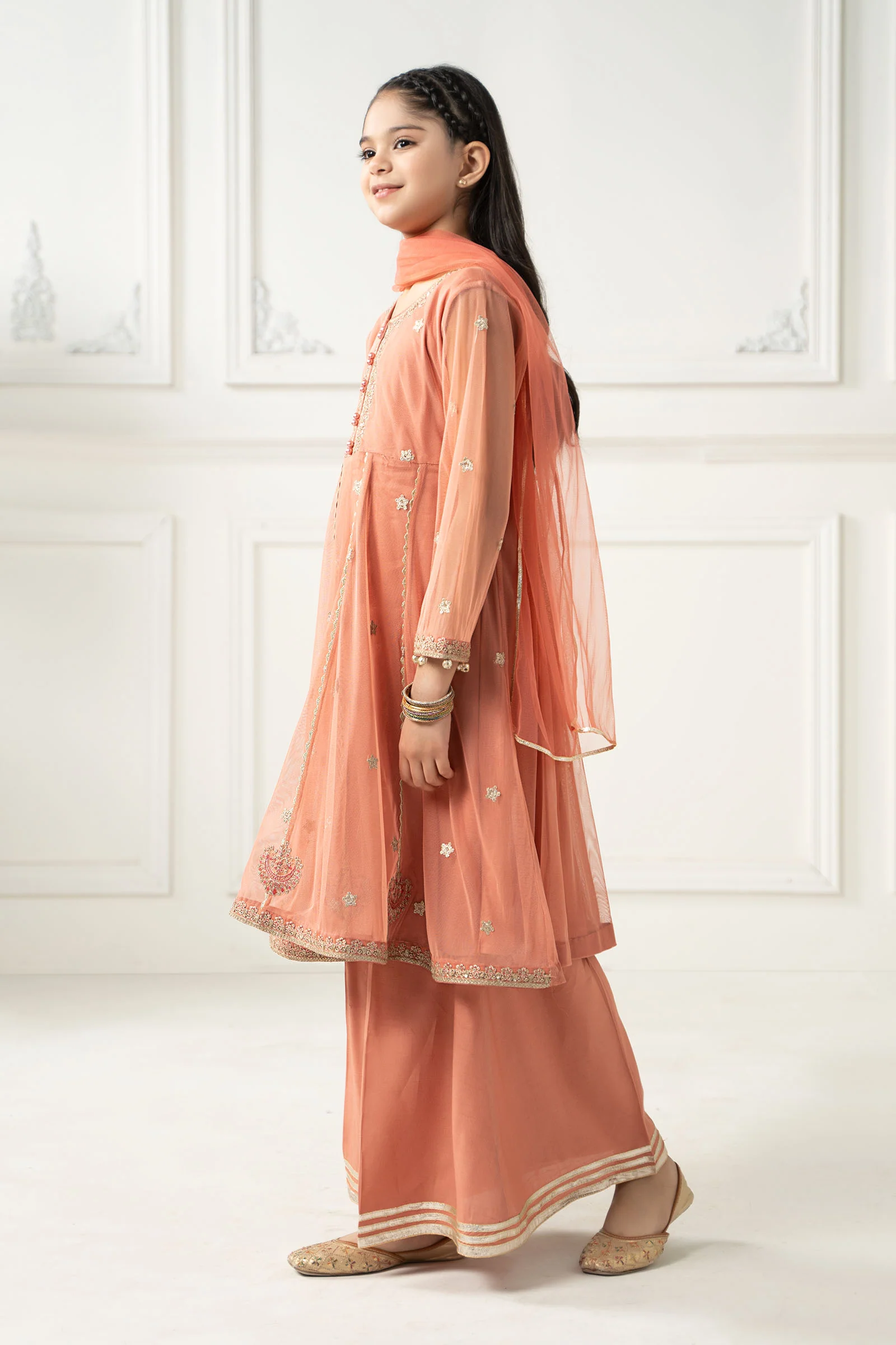 3 Piece Embroidered Polyester Net Suit - Image 4