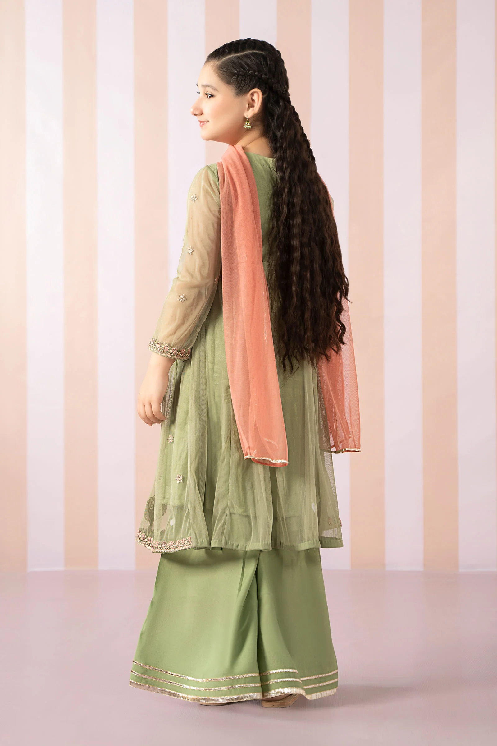 3 Piece Embroidered Polyester Net Suit - Image 5